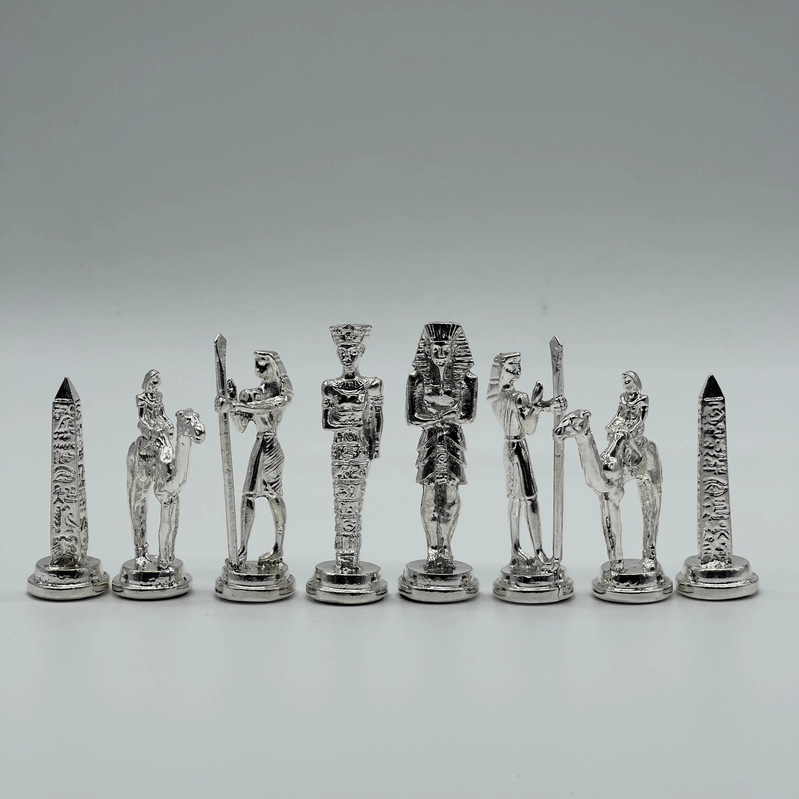 Handmade Egyptian Metal-Silver Gold Chess Pieces Set, Chess Pieces Set