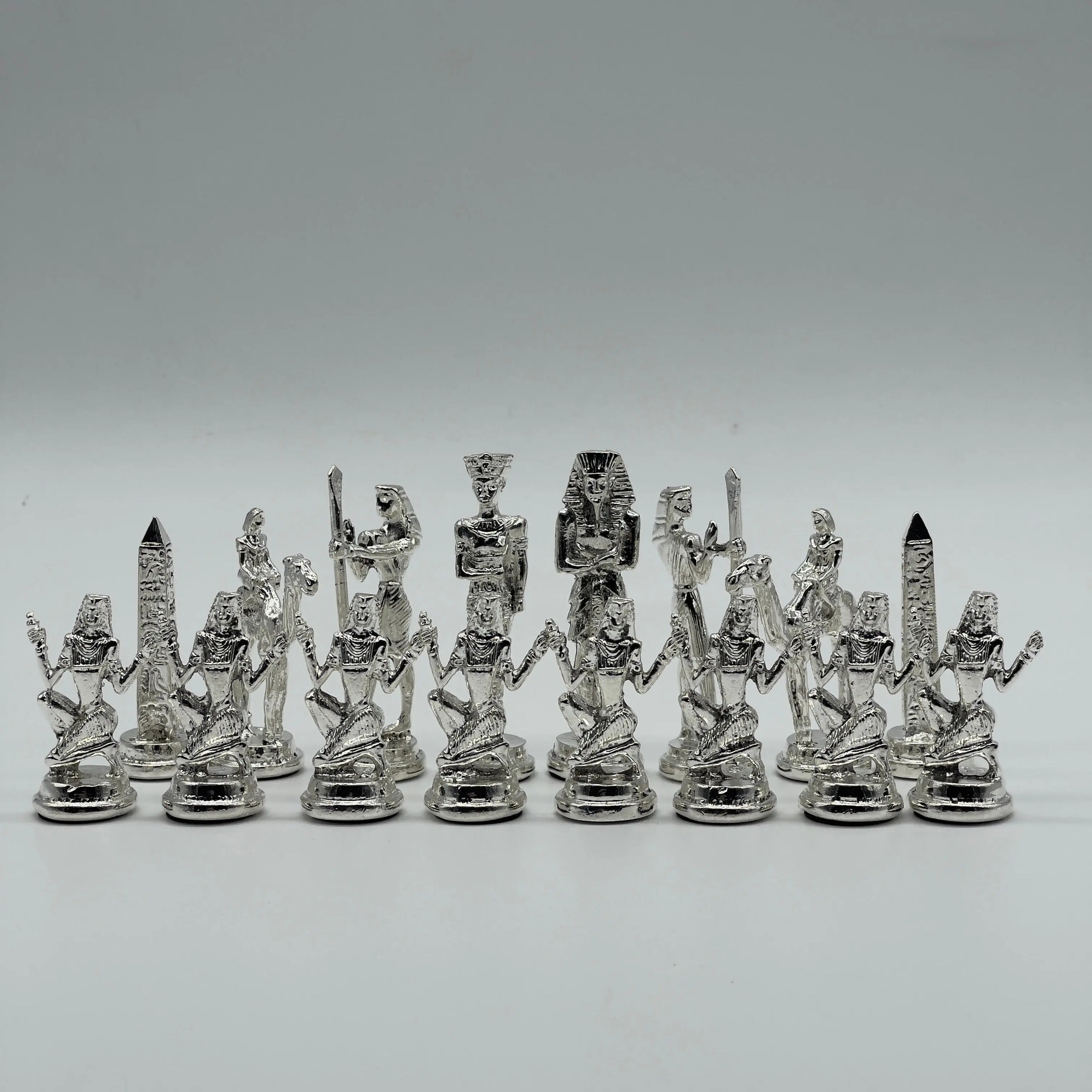 Handmade Egyptian Metal-Silver Gold Chess Pieces Set, Chess Pieces Set