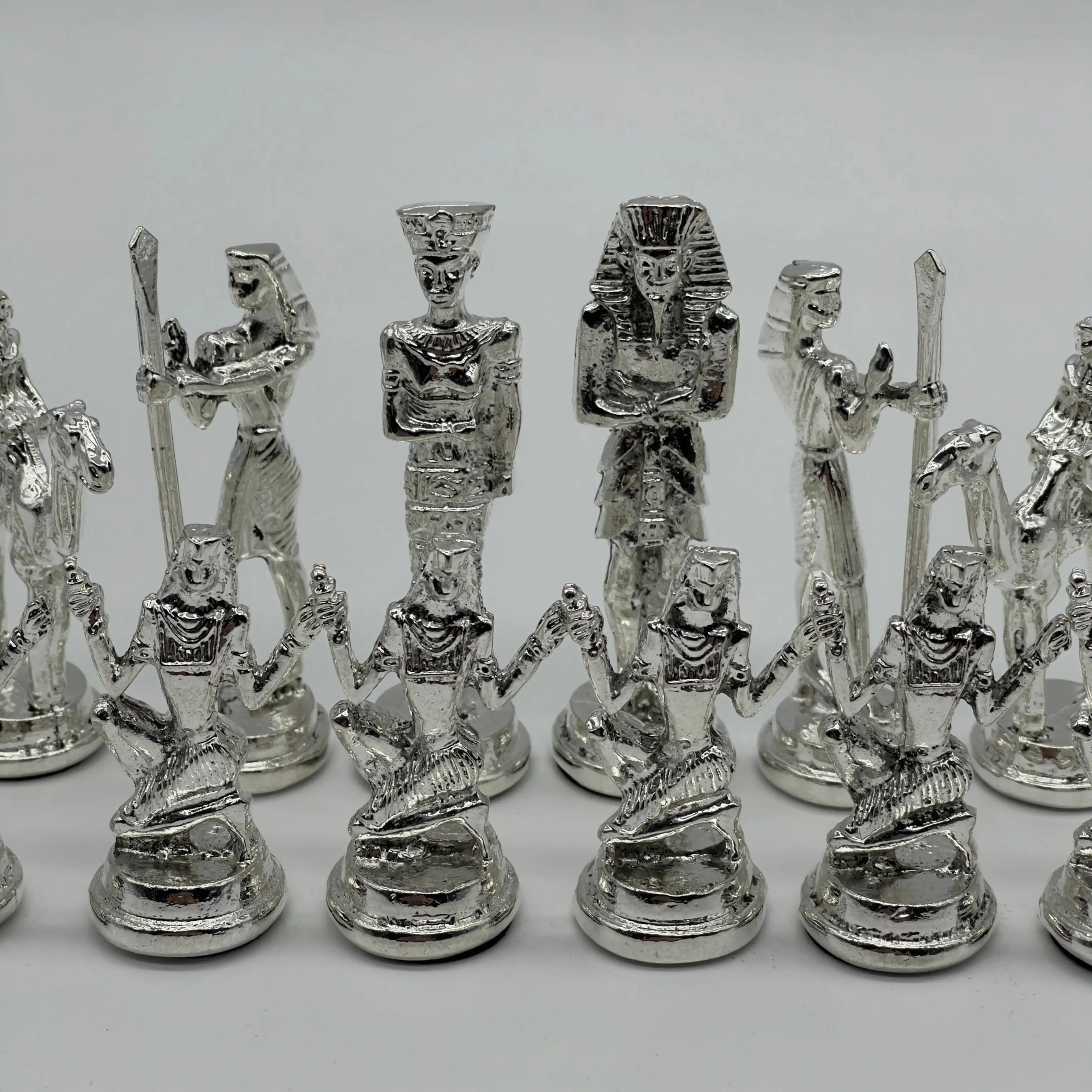 Handmade Egyptian Metal-Silver Gold Chess Pieces Set, Chess Pieces Set