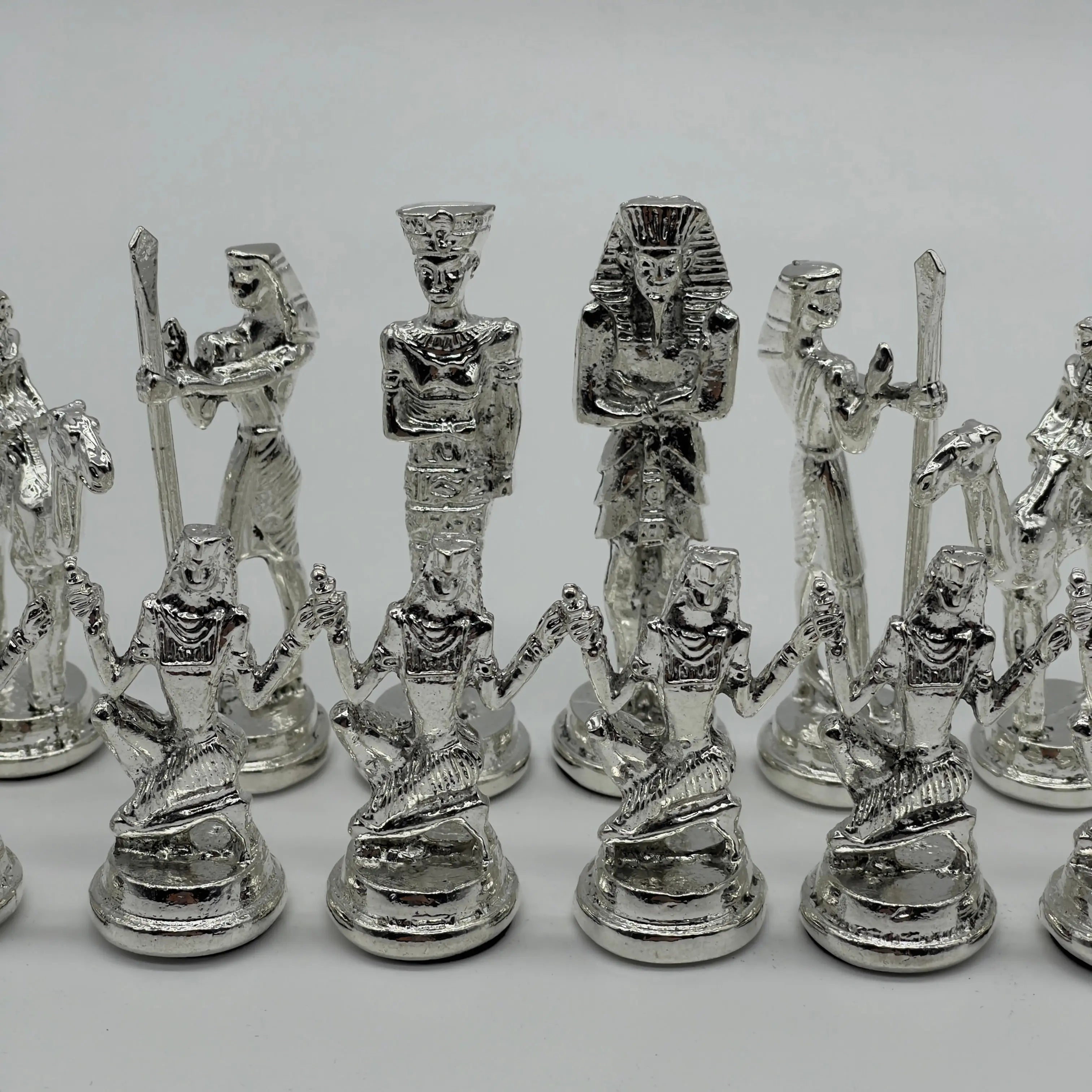 Handmade Egyptian Metal-Silver Gold Chess Pieces Set, Chess Pieces Set