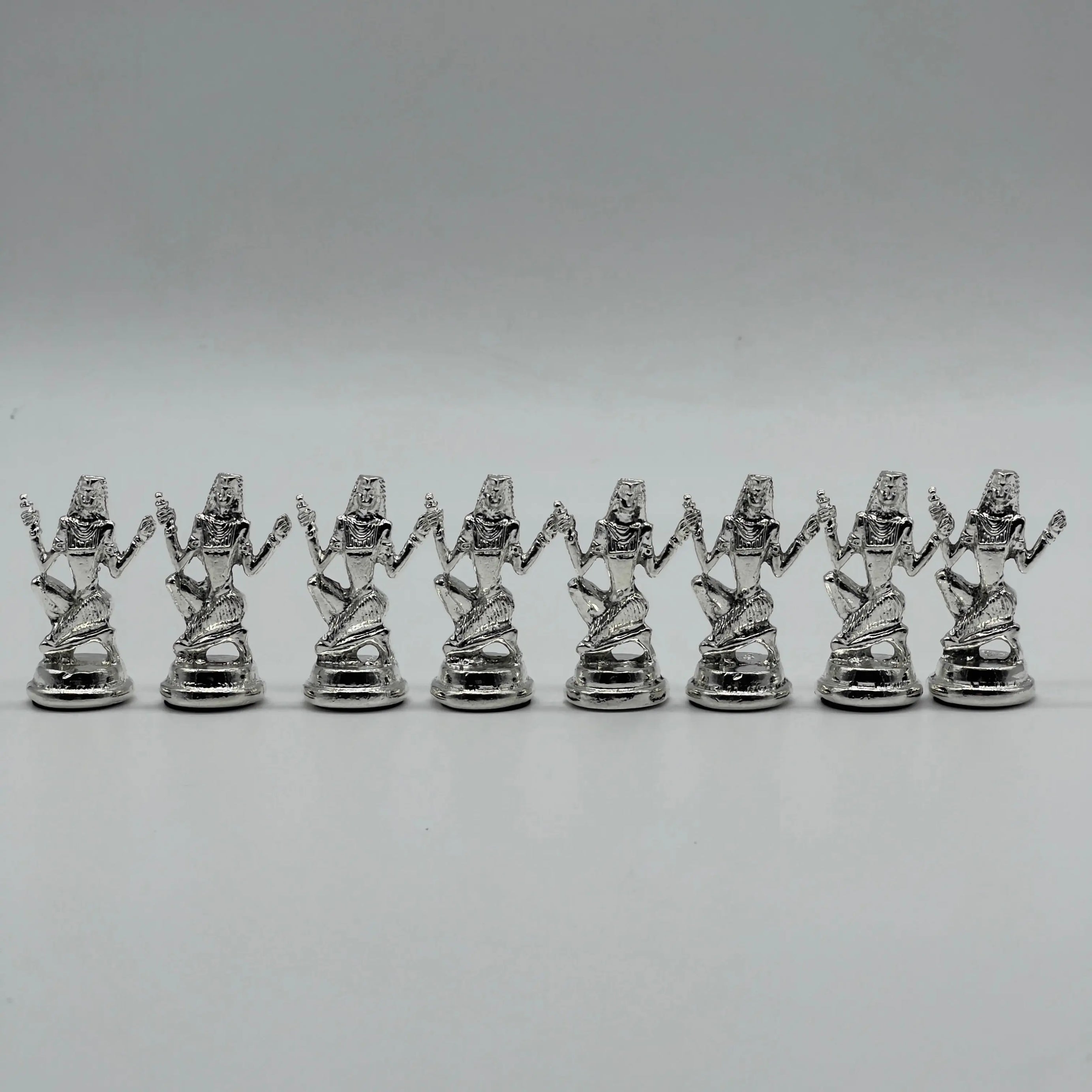 Handmade Egyptian Metal-Silver Gold Chess Pieces Set, Chess Pieces Set