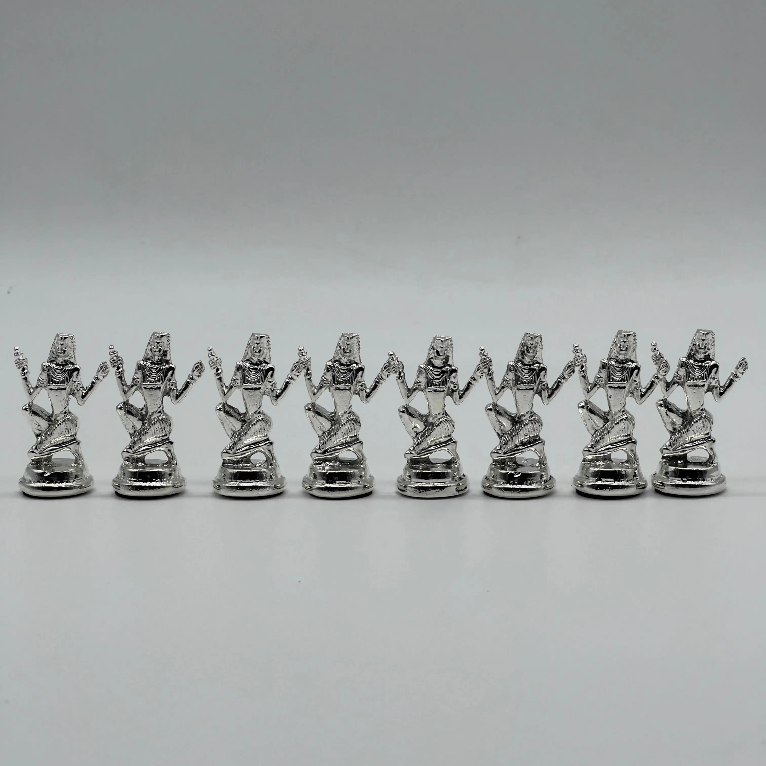 Handmade Egyptian Metal-Silver Gold Chess Pieces Set, Chess Pieces Set