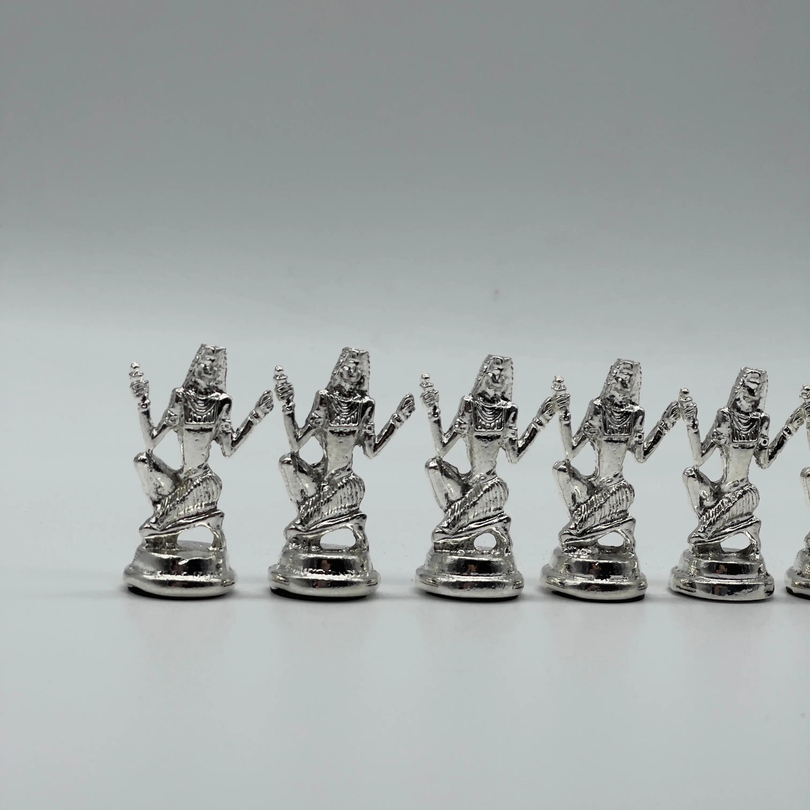 Handmade Egyptian Metal-Silver Gold Chess Pieces Set, Chess Pieces Set