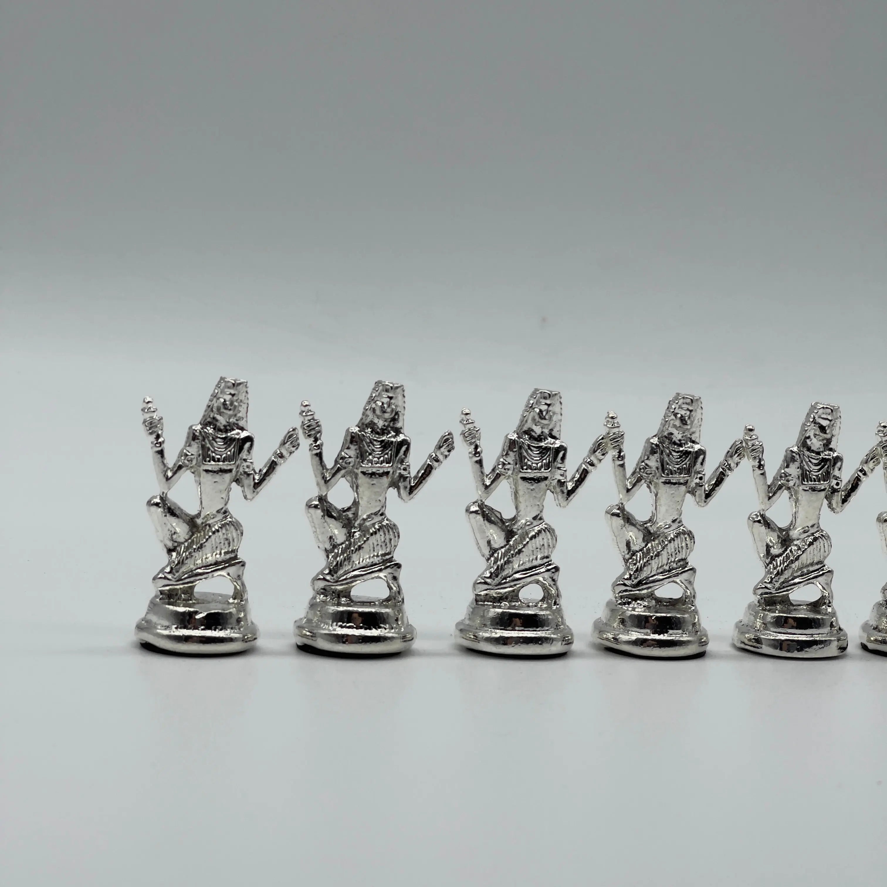 Handmade Egyptian Metal-Silver Gold Chess Pieces Set, Chess Pieces Set
