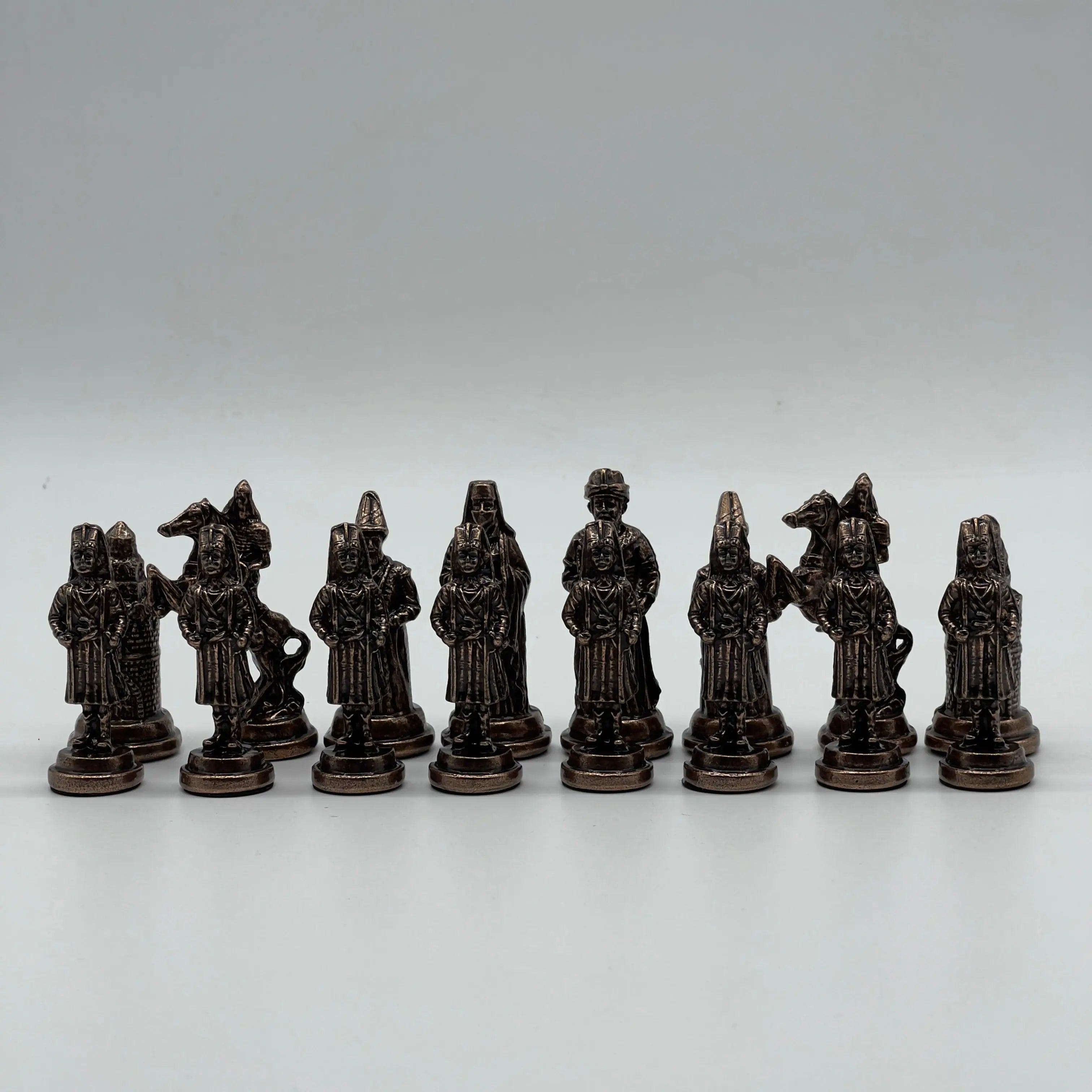 Handmade Metal Chess Pieces, Ottomans vs British Metal Chess Pieces Set