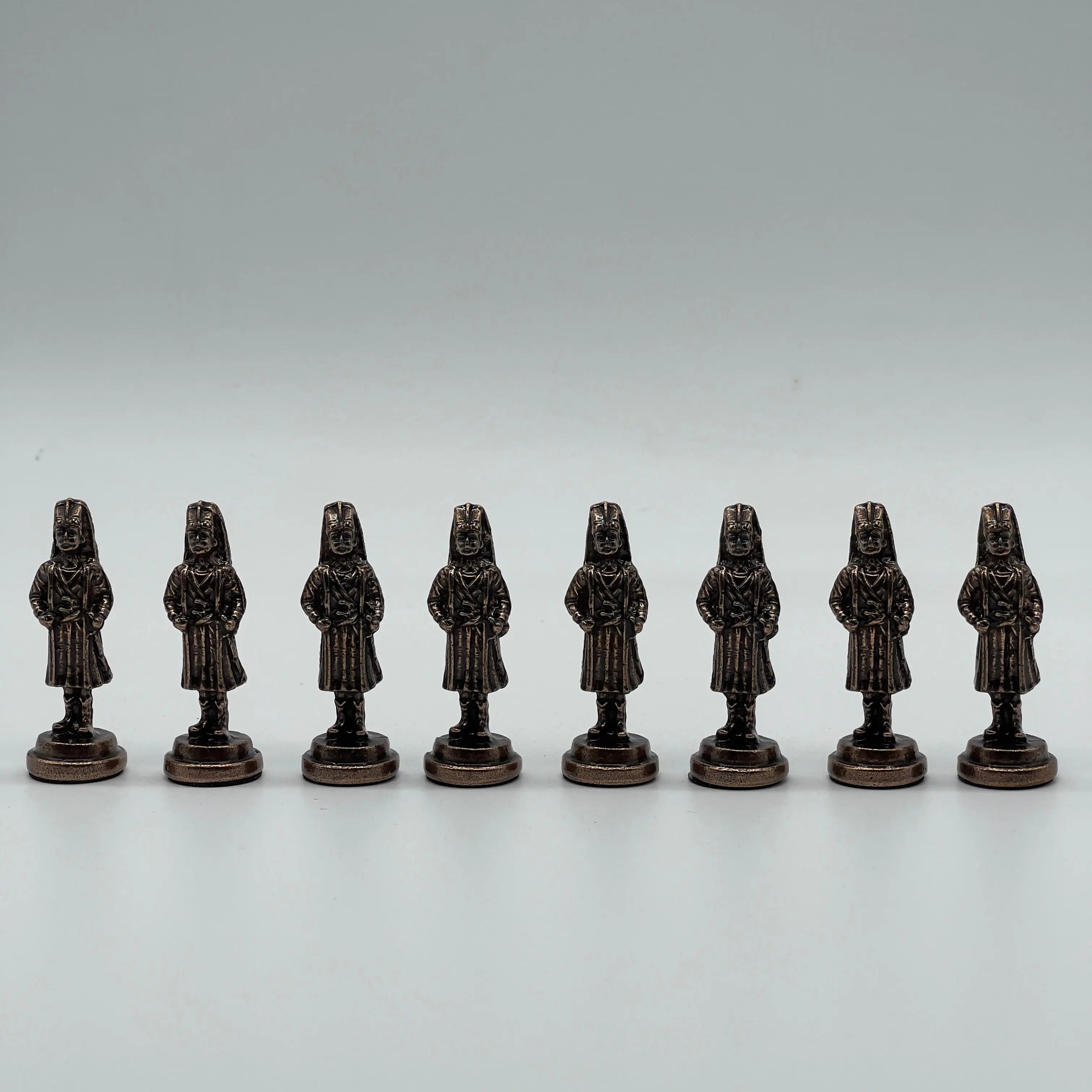 Handmade Metal Chess Pieces, Ottomans vs British Metal Chess Pieces Set