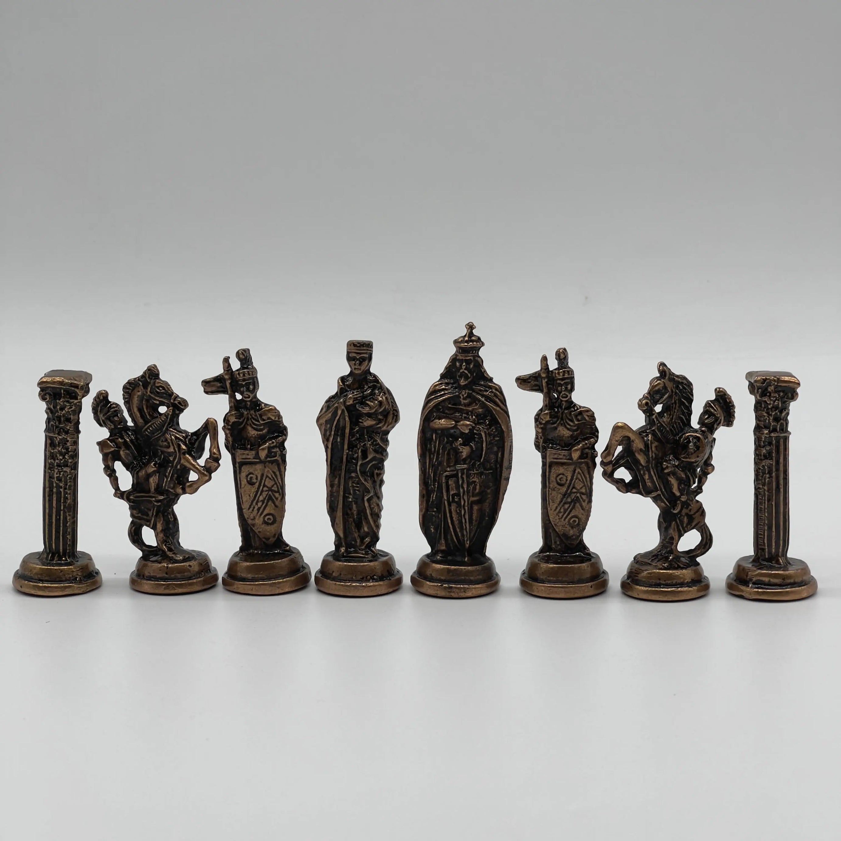 Handmade Metal British Chess Pieces, Copper Metal Chess Pieces Set