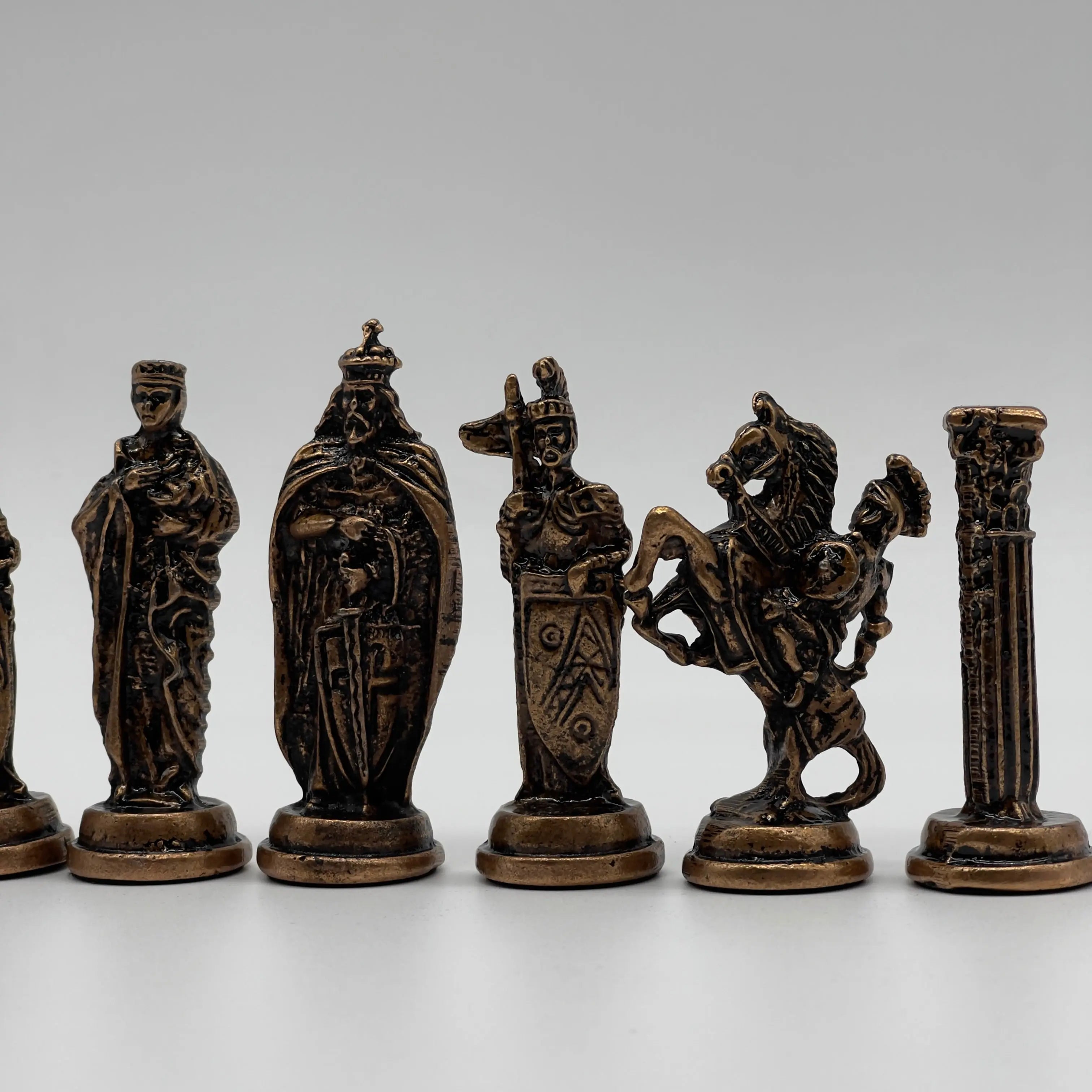 Handmade Metal British Chess Pieces, Copper Metal Chess Pieces Set