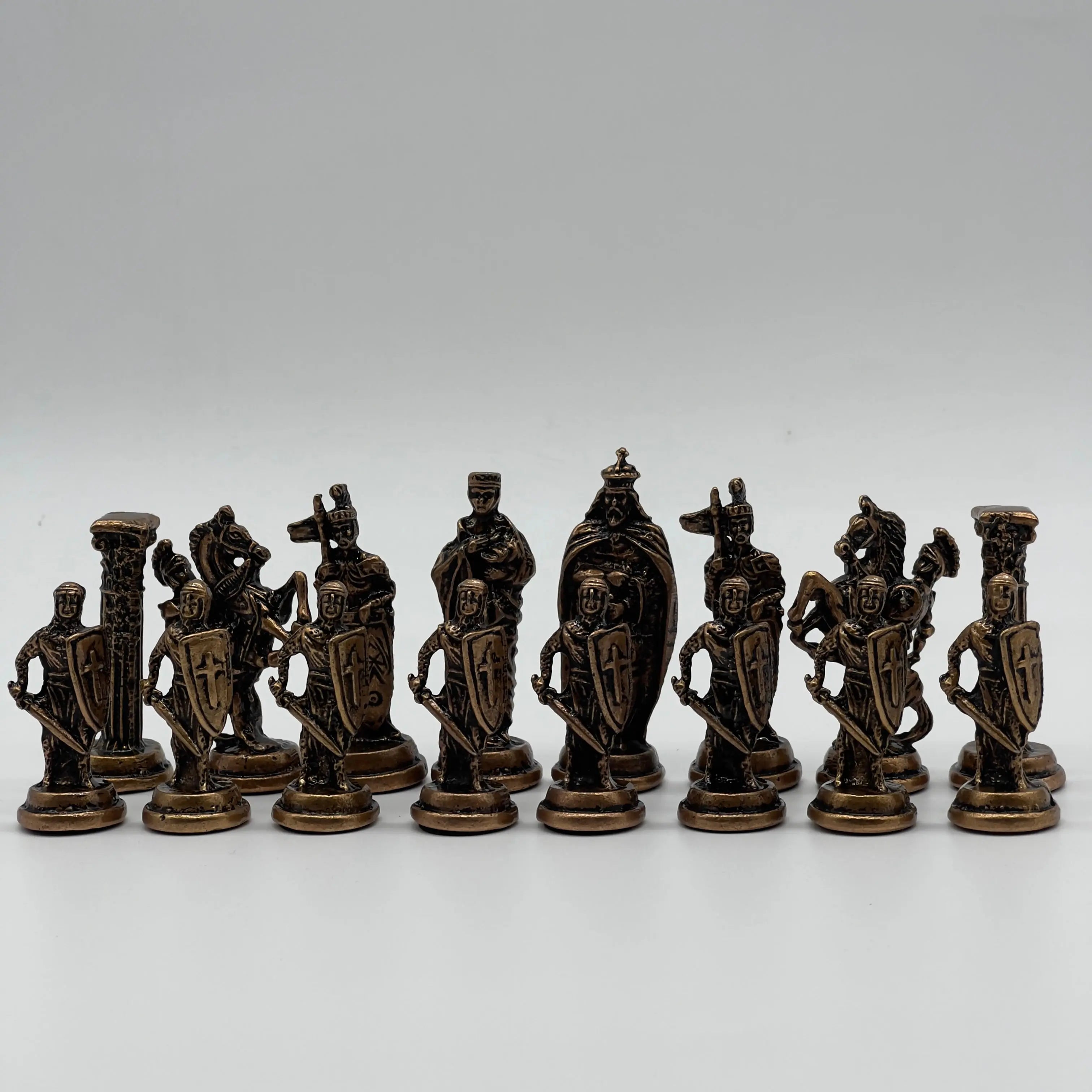 Handmade Metal British Chess Pieces, Copper Metal Chess Pieces Set