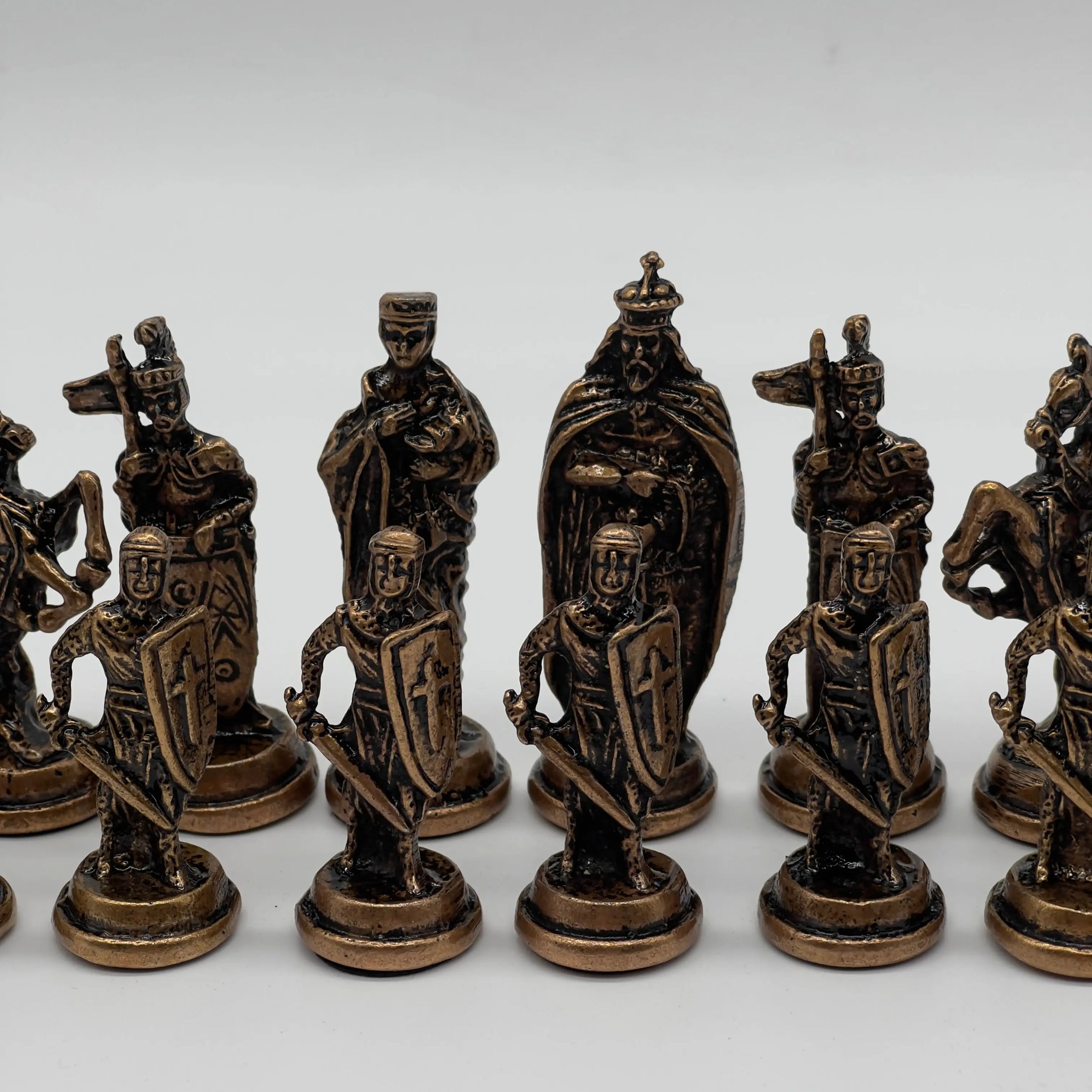 Handmade Metal British Chess Pieces, Copper Metal Chess Pieces Set