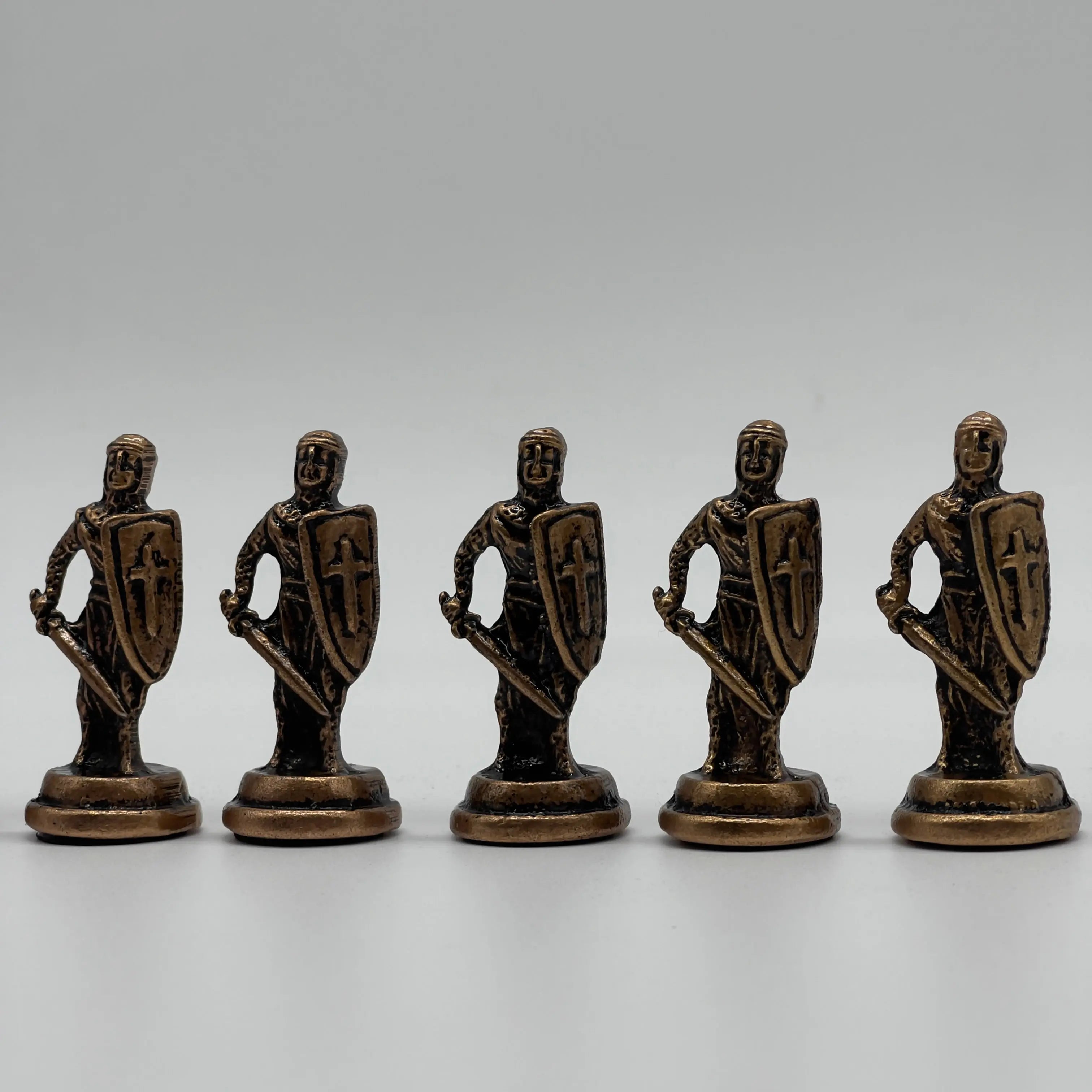 Handmade Metal British Chess Pieces, Copper Metal Chess Pieces Set