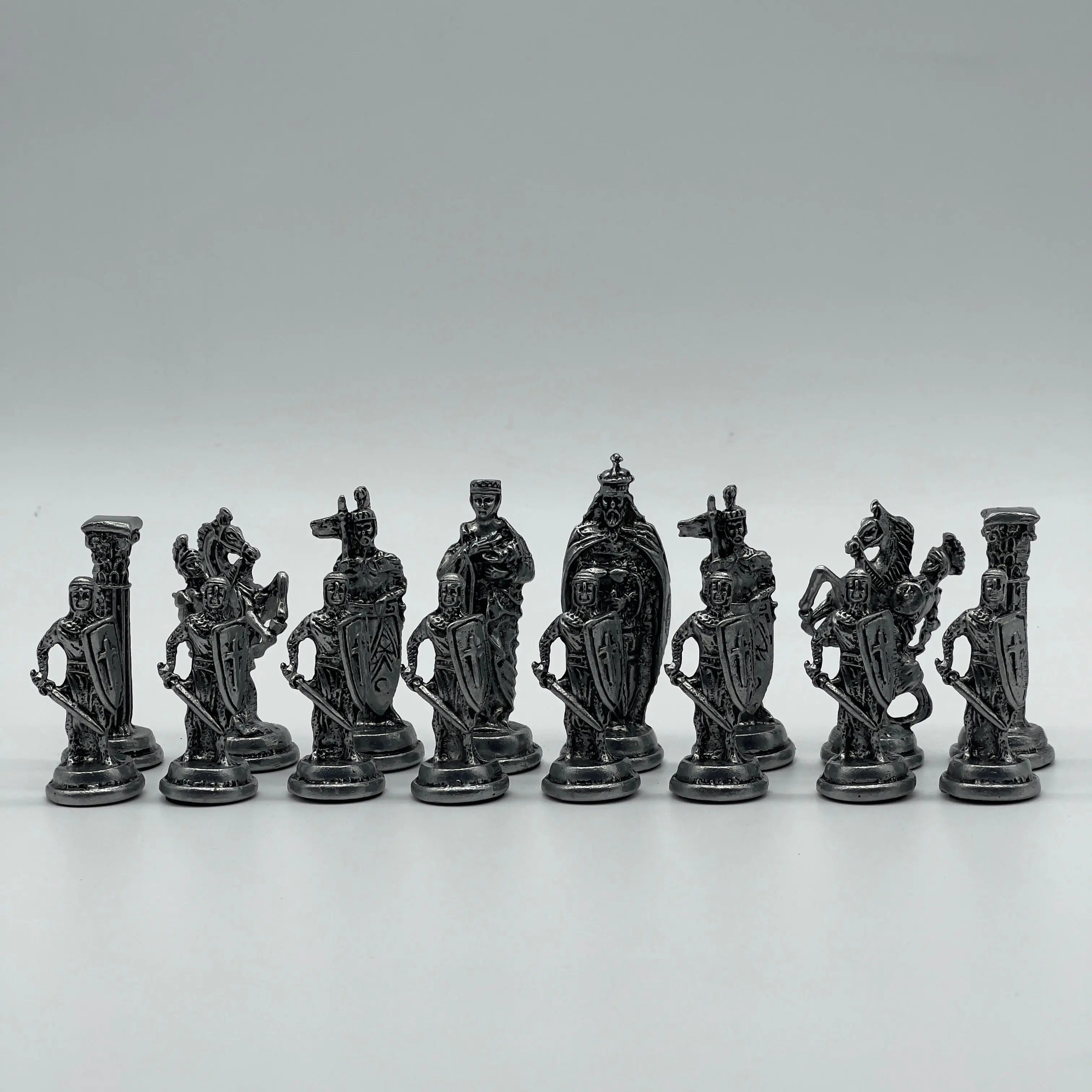 Handmade Metal British Chess Pieces, Copper Metal Chess Pieces Set