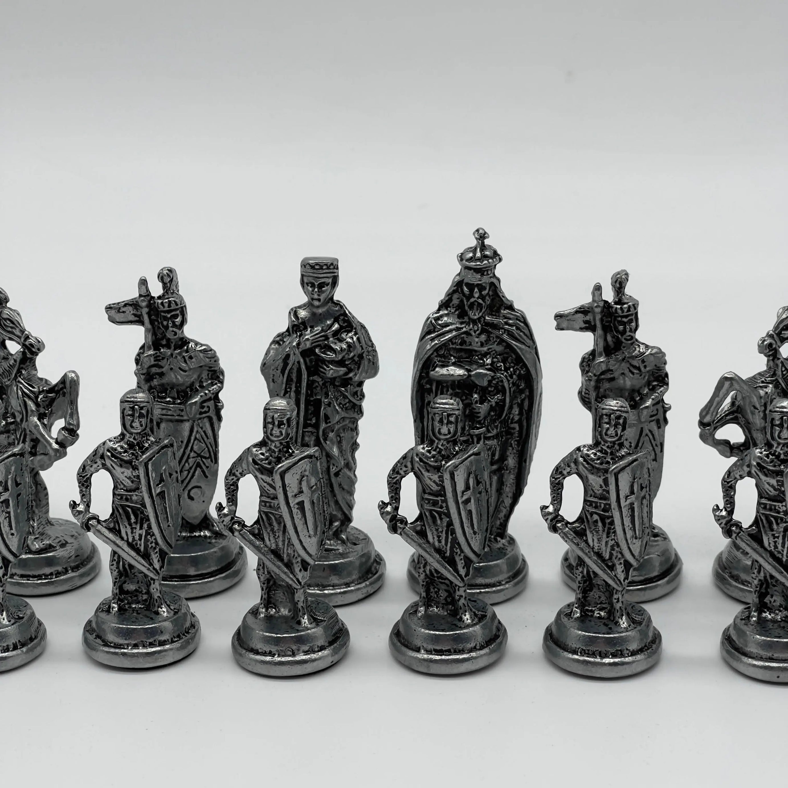 Handmade Metal British Chess Pieces, Copper Metal Chess Pieces Set