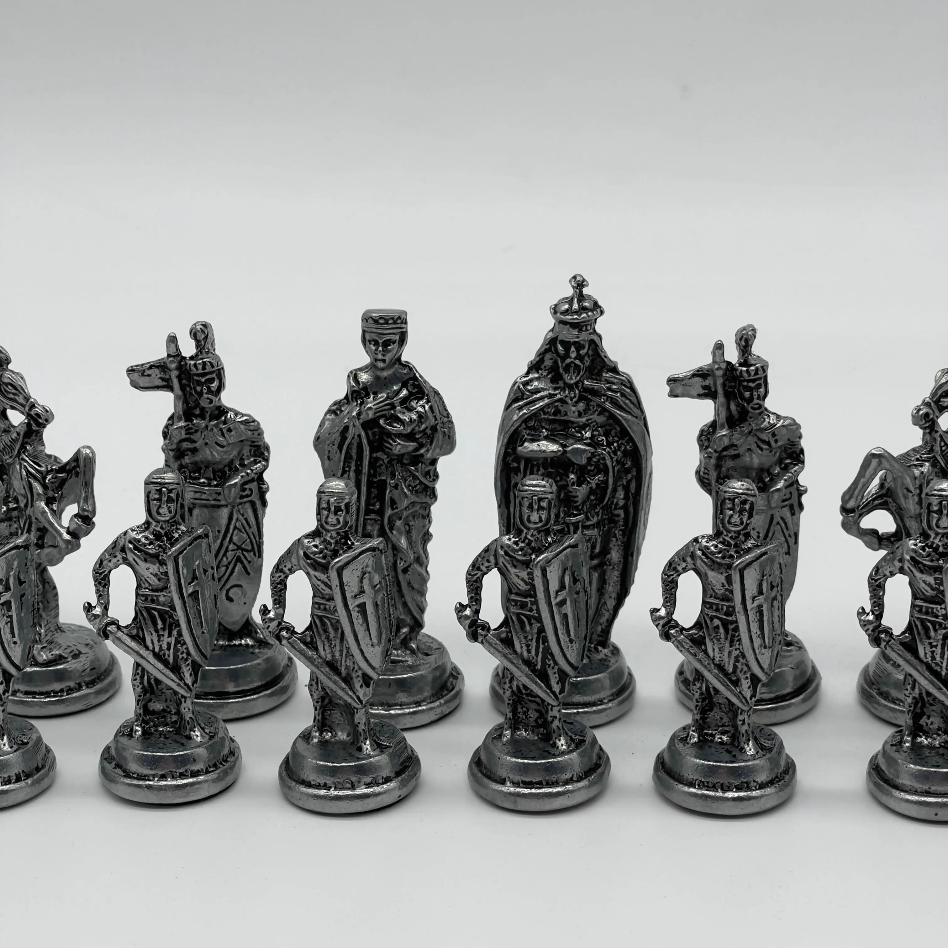 Handmade Metal British Chess Pieces, Copper Metal Chess Pieces Set