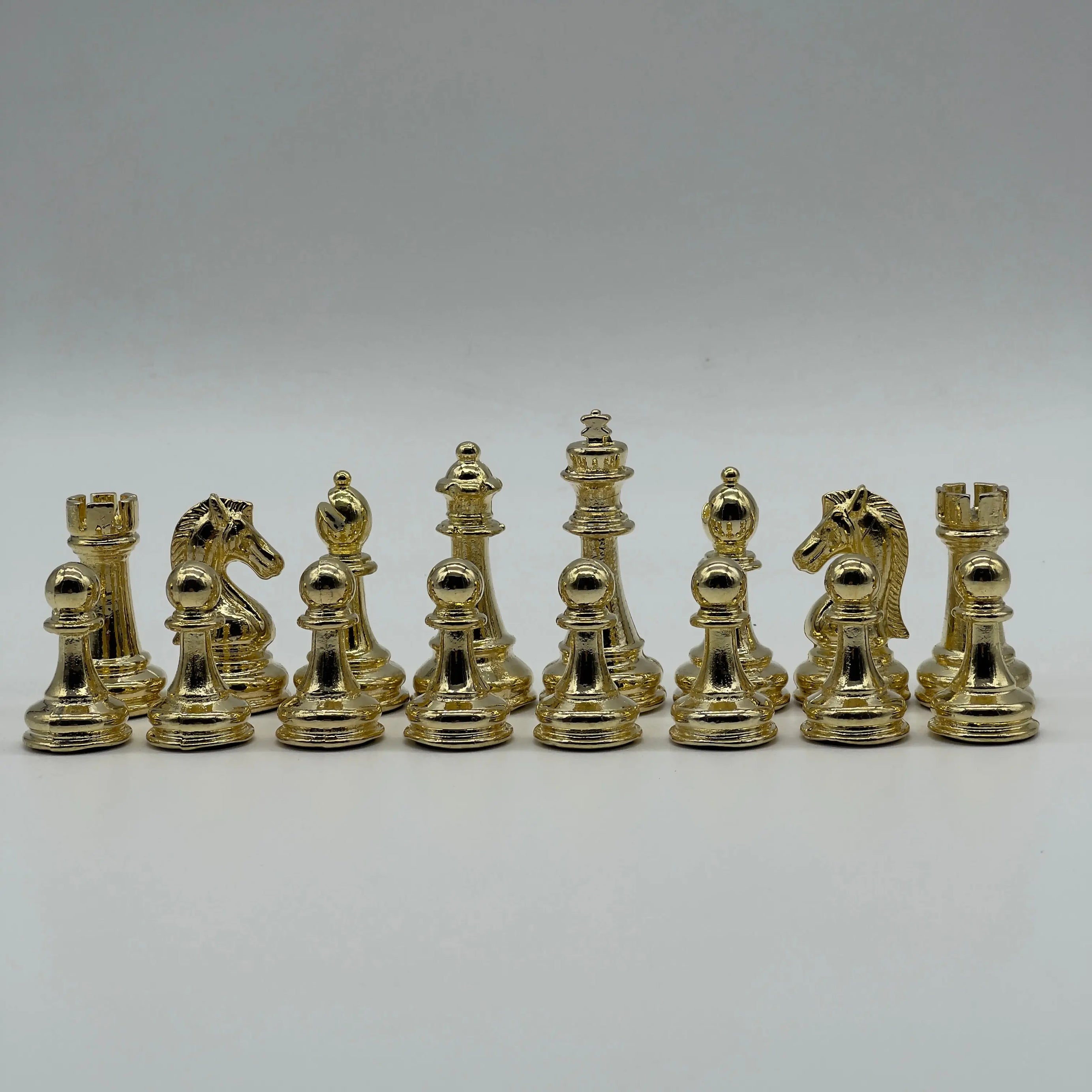 Handmade Metal Classic Chess Pieces, Gold-Silver Metal Chess Pieces