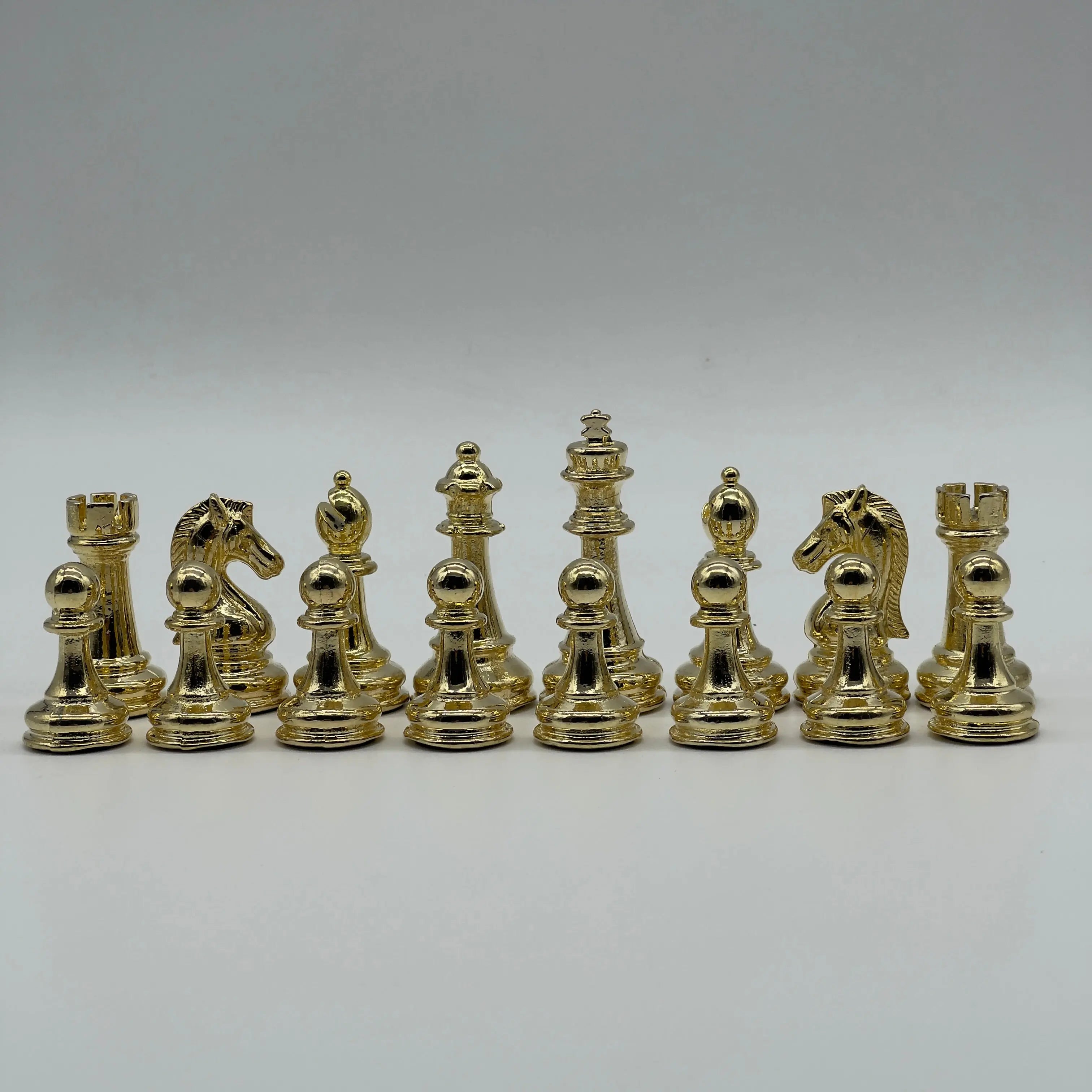 Handmade Metal Classic Chess Pieces, Gold-Silver Metal Chess Pieces