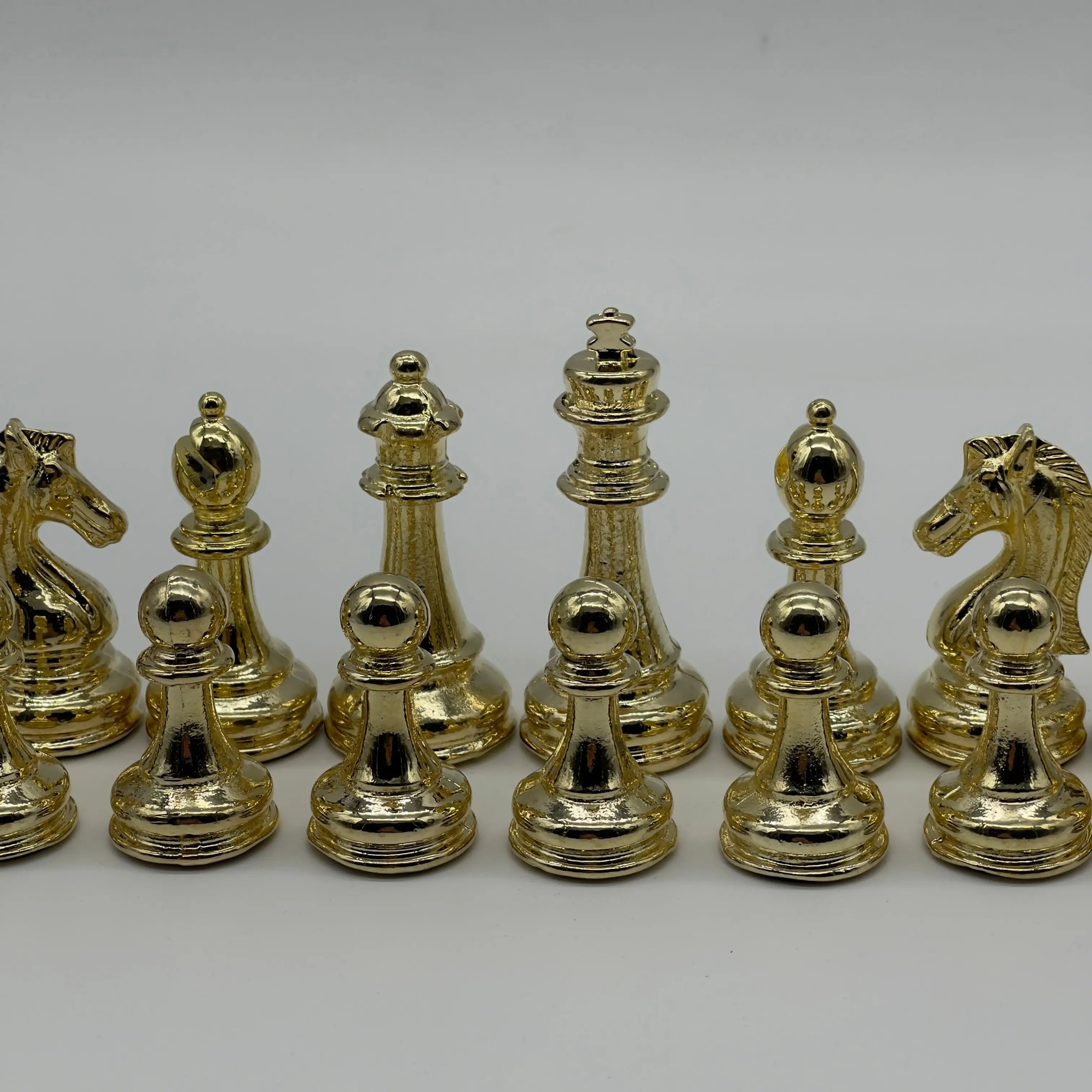 Handmade Metal Classic Chess Pieces, Gold-Silver Metal Chess Pieces