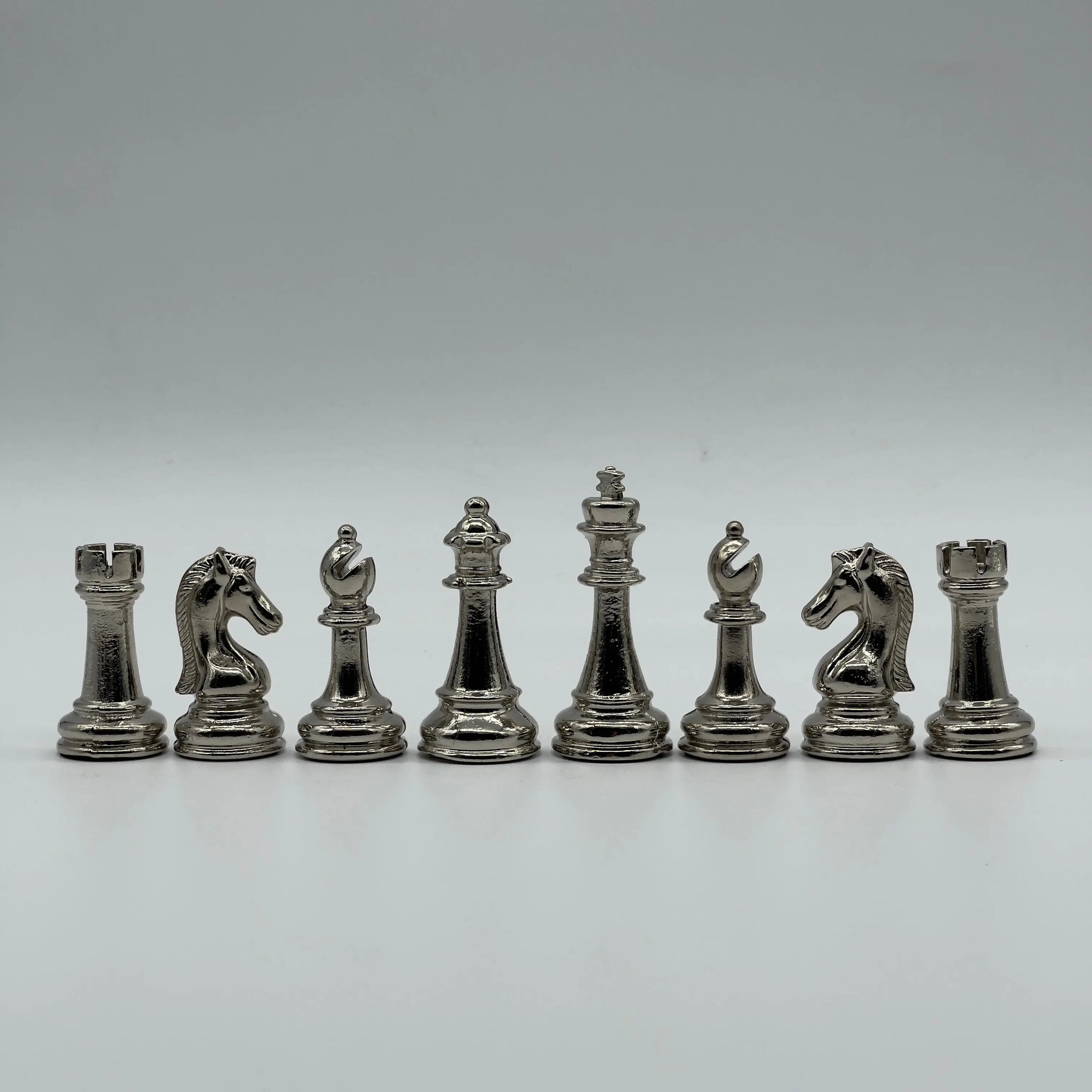 Black Classic Matte Handmade Metal Chess Pieces Set