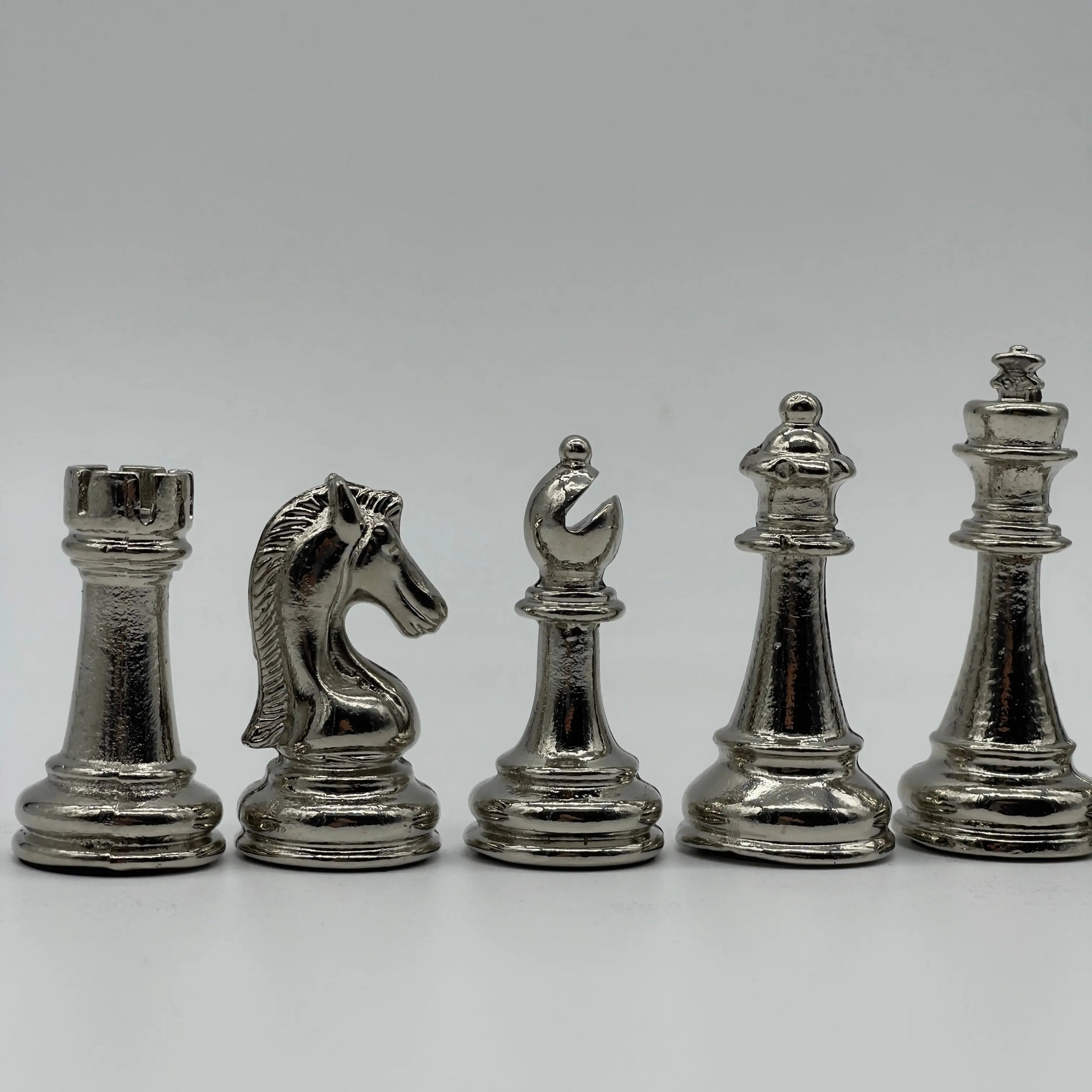 Handmade Metal Classic Chess Pieces, Gold-Silver Metal Chess Pieces