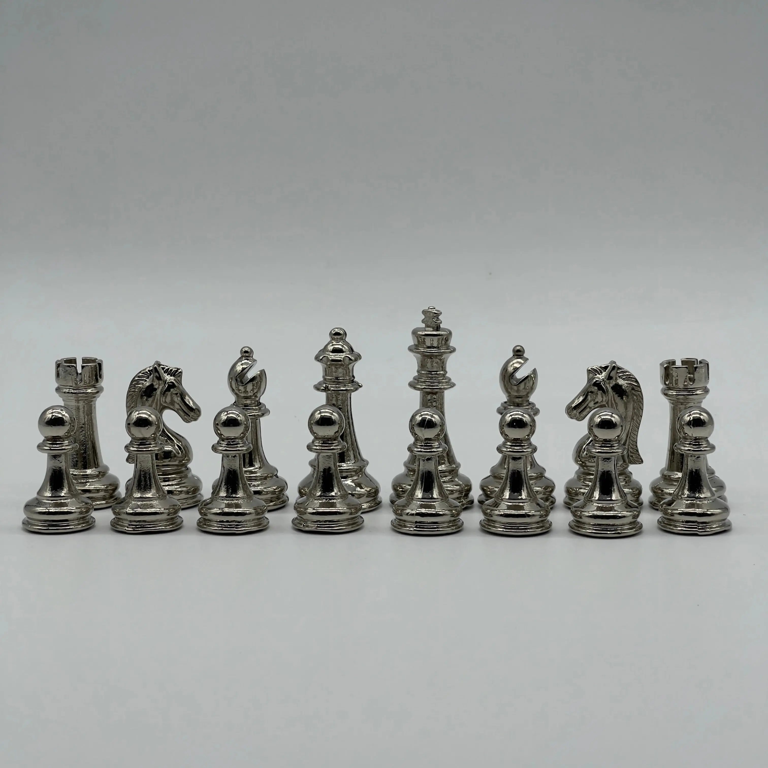 Handmade Metal Classic Chess Pieces, Gold-Silver Metal Chess Pieces