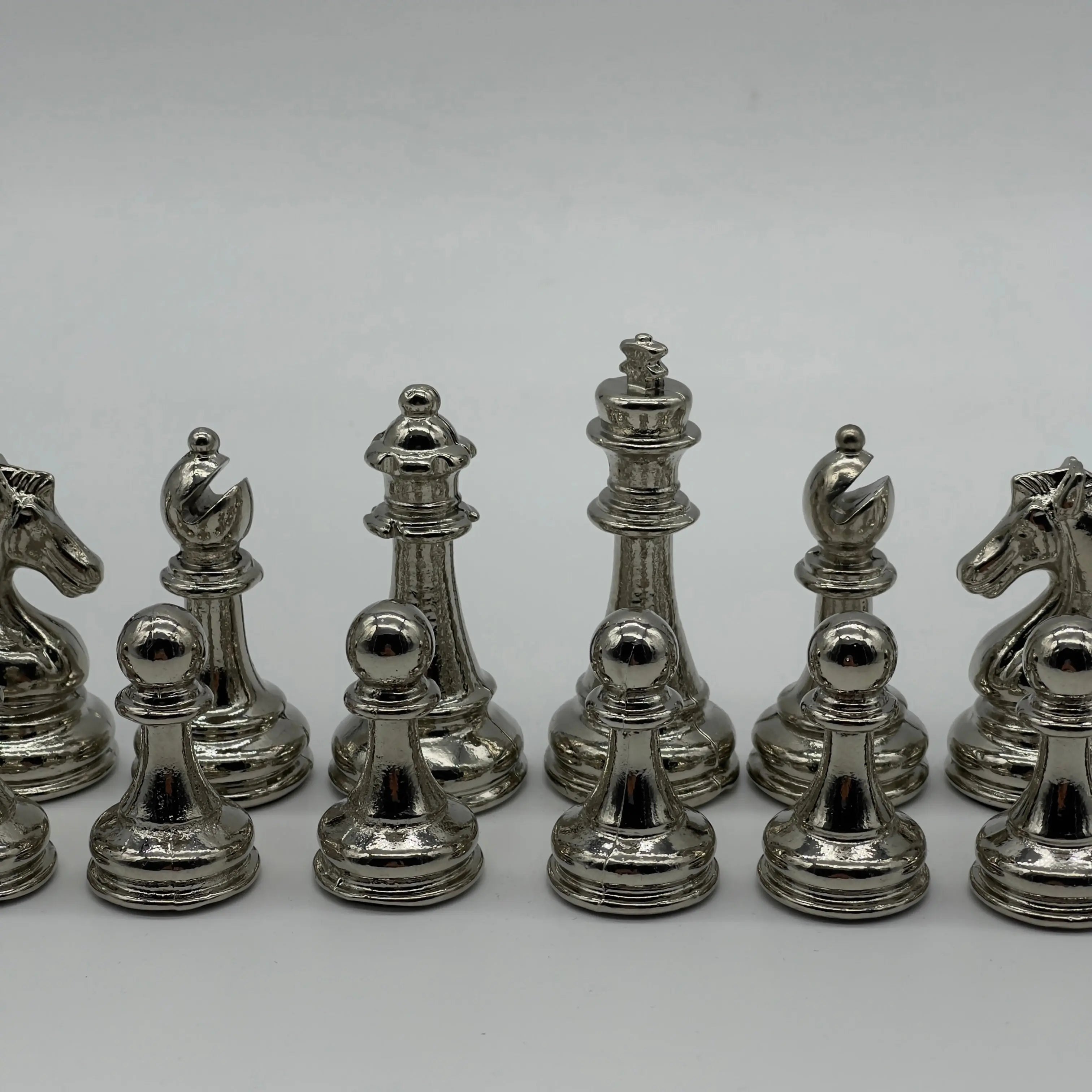 Black Classic Matte Handmade Metal Chess Pieces Set