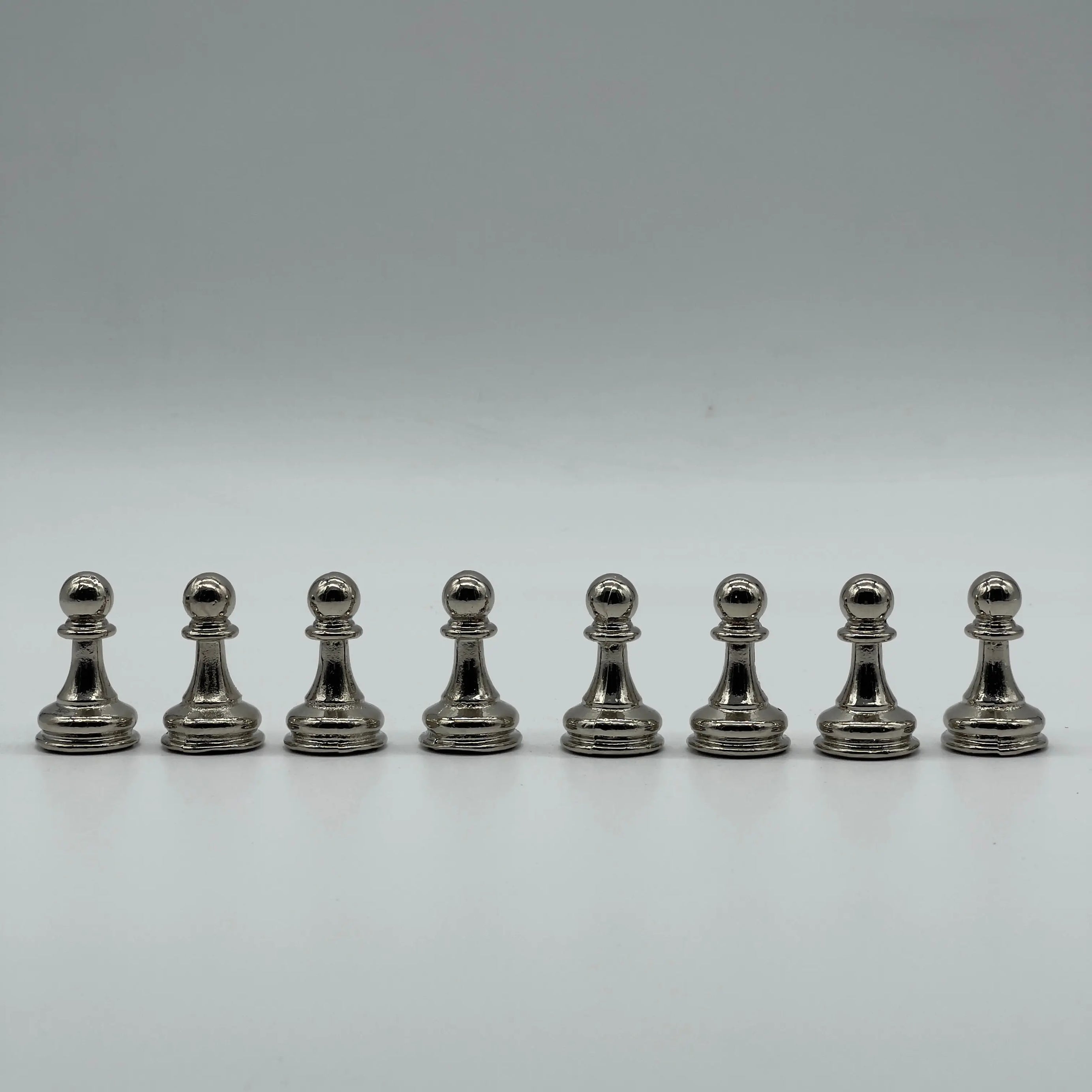 Handmade Metal Chess Pieces, Black Classic Shiny Metal Chess Pieces Set