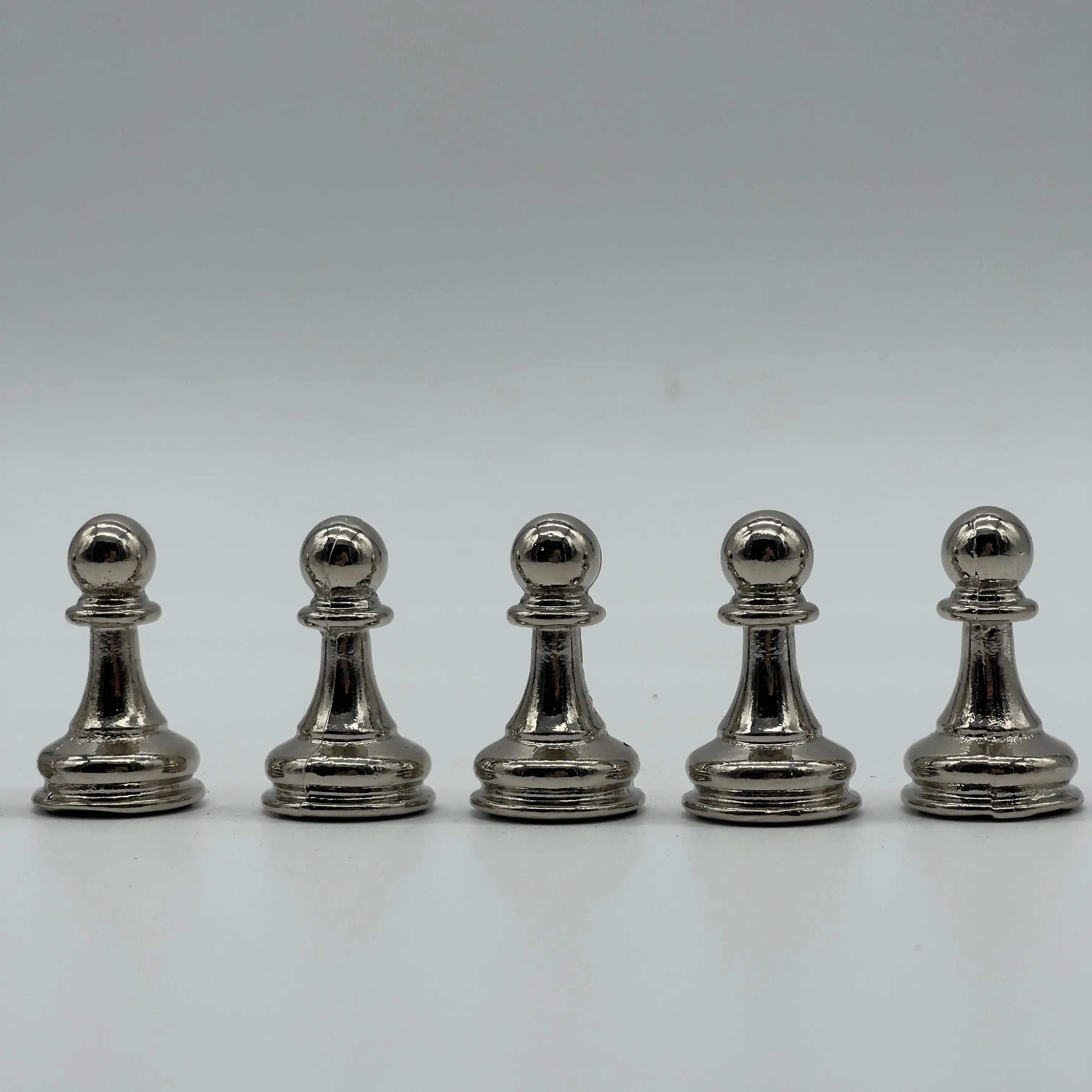 Handmade Metal Chess Pieces, Black Classic Shiny Metal Chess Pieces Set