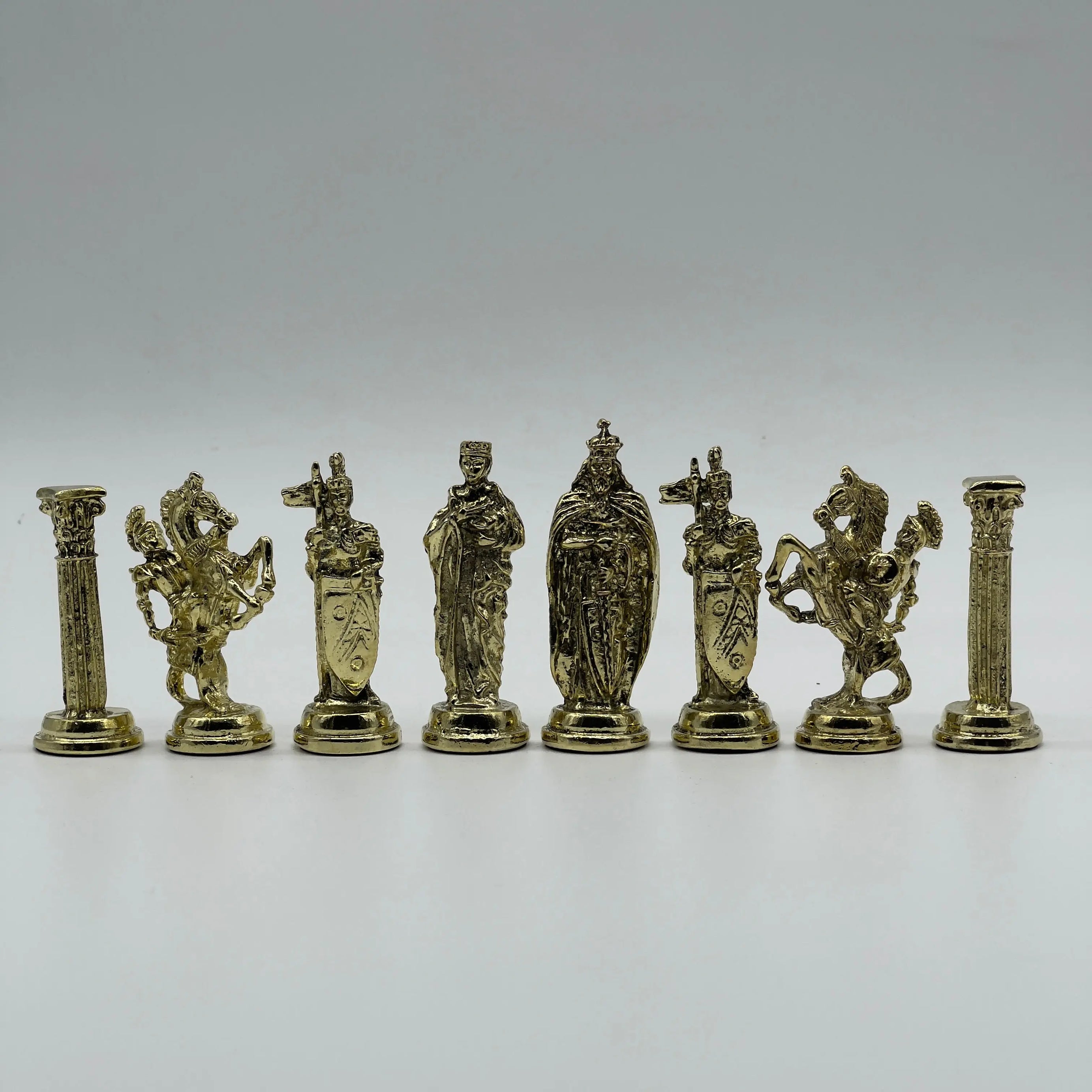 Handmade Metal British Chess Pieces, Gold-Silver Metal Chess Pieces