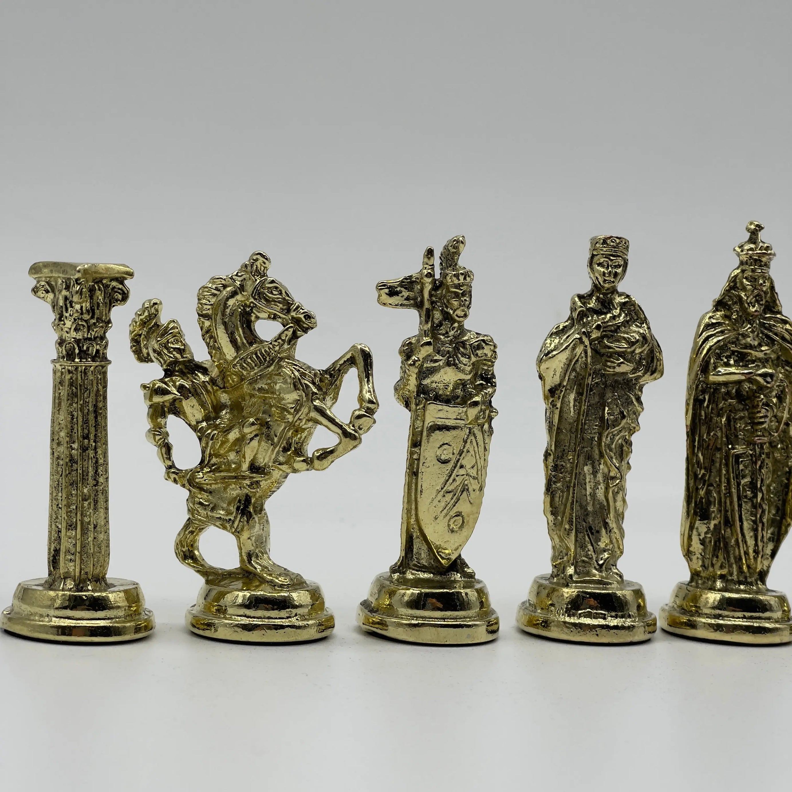 Handmade Metal British Chess Pieces, Gold-Silver Metal Chess Pieces