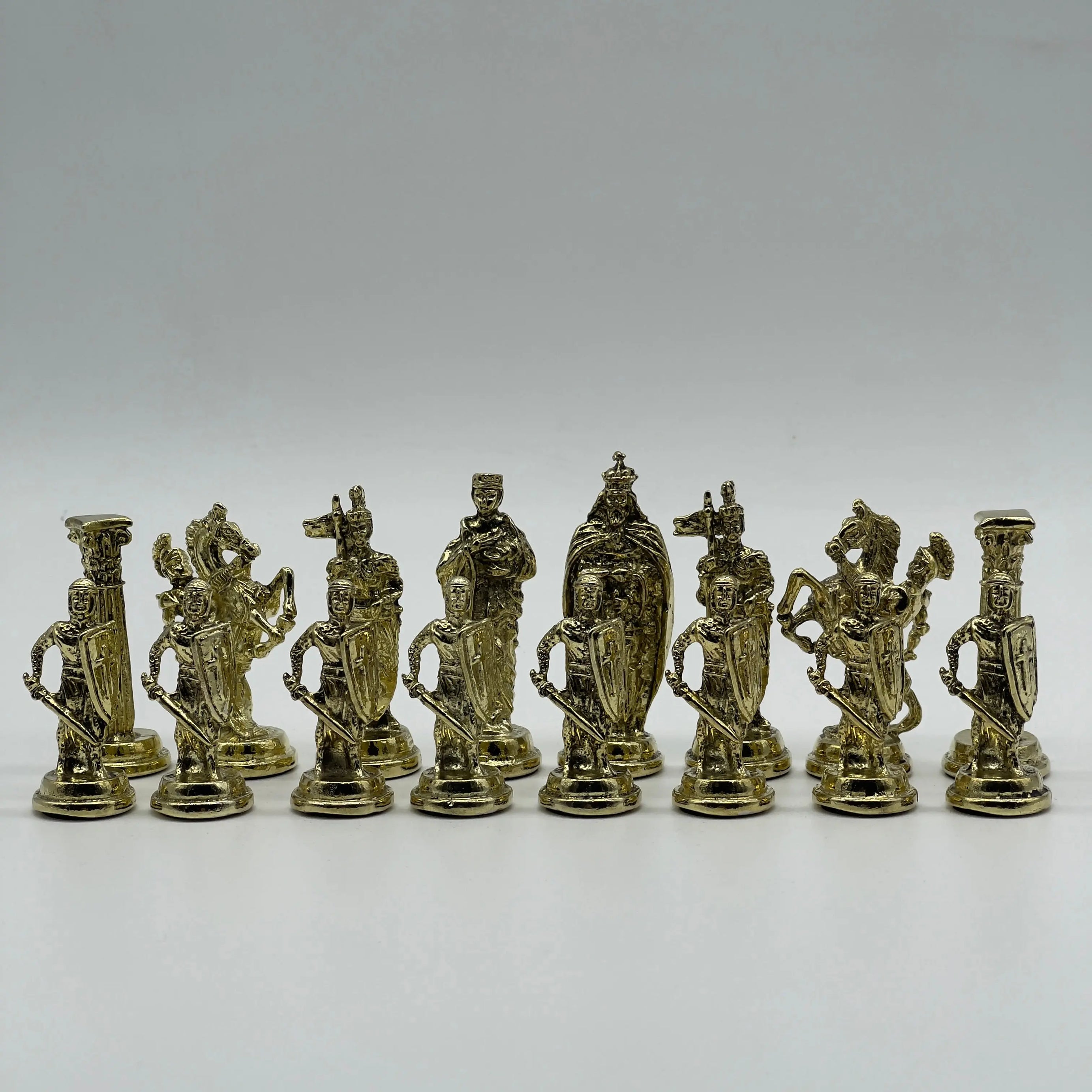 Handmade Metal British Chess Pieces, Gold-Silver Metal Chess Pieces