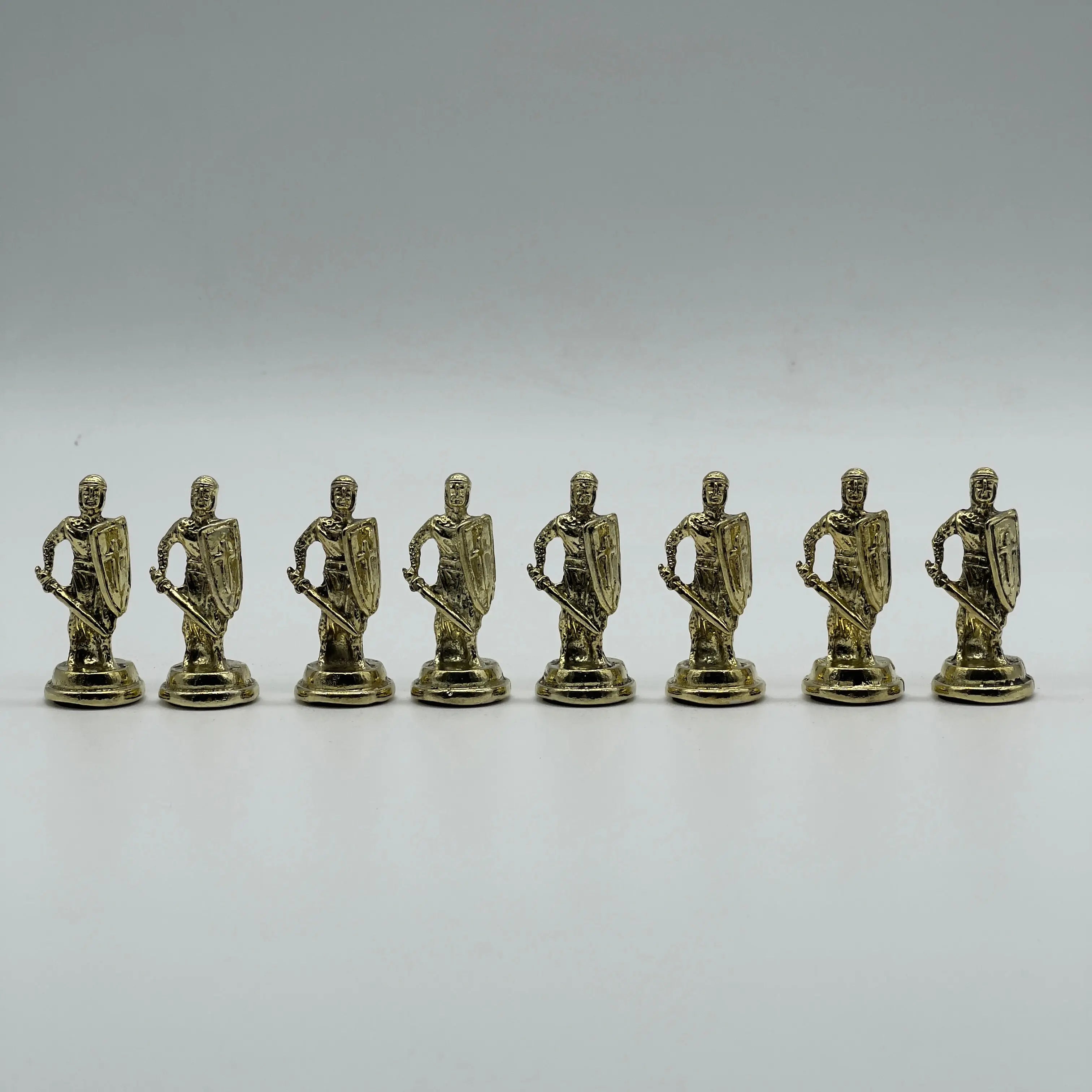 Handmade Metal British Chess Pieces, Gold-Silver Metal Chess Pieces