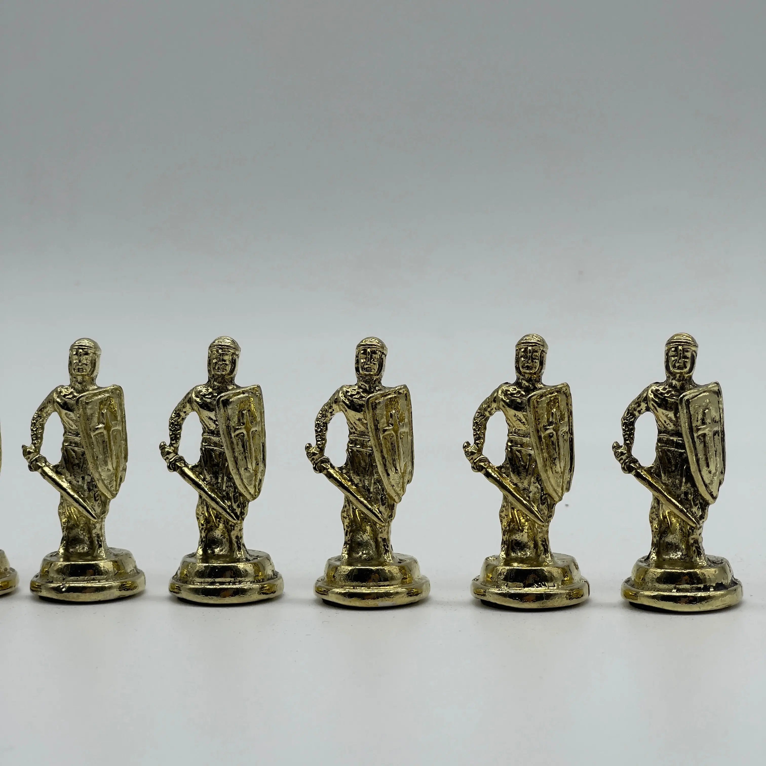 Handmade Metal British Chess Pieces, Gold-Silver Metal Chess Pieces