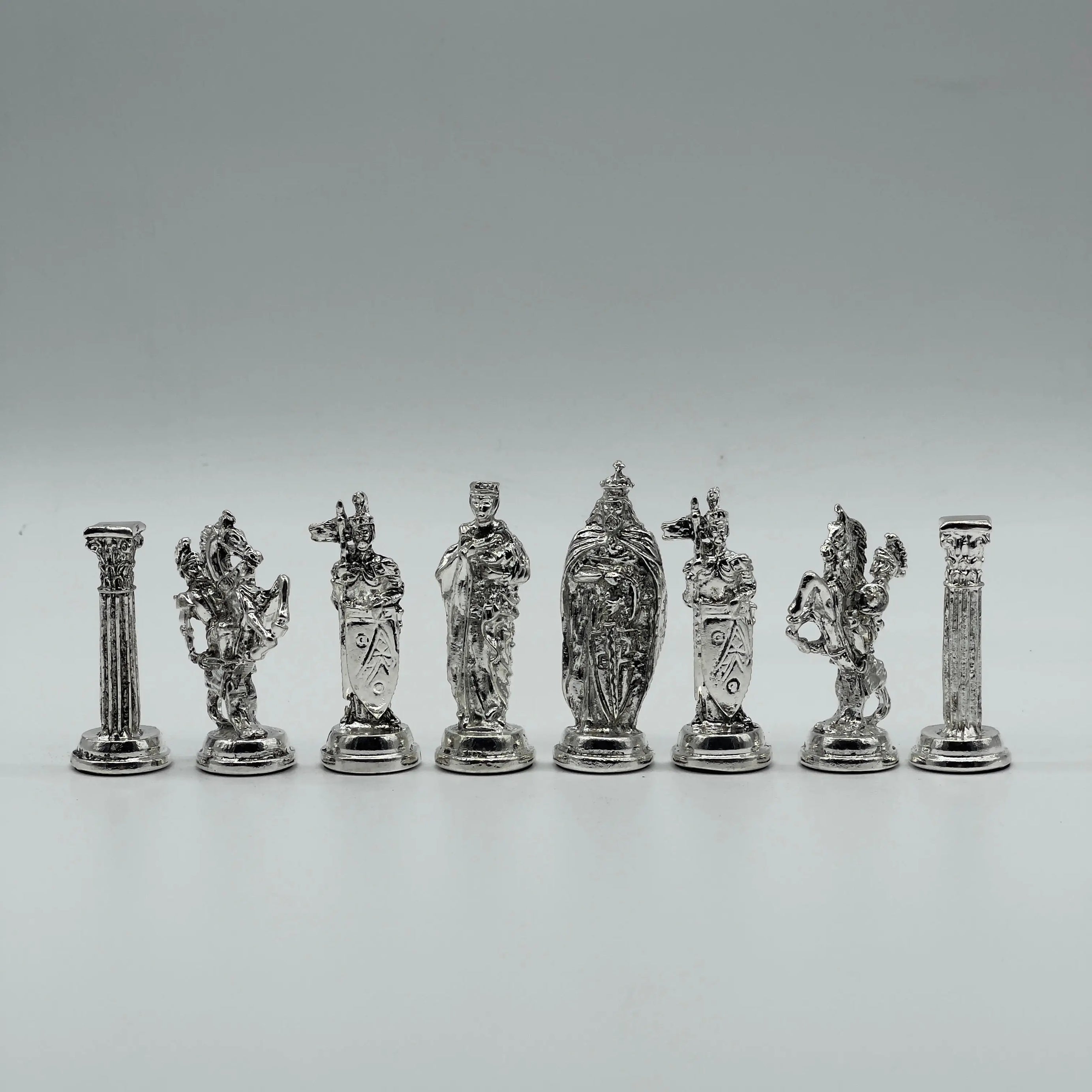 Handmade Metal British Chess Pieces, Gold-Silver Metal Chess Pieces
