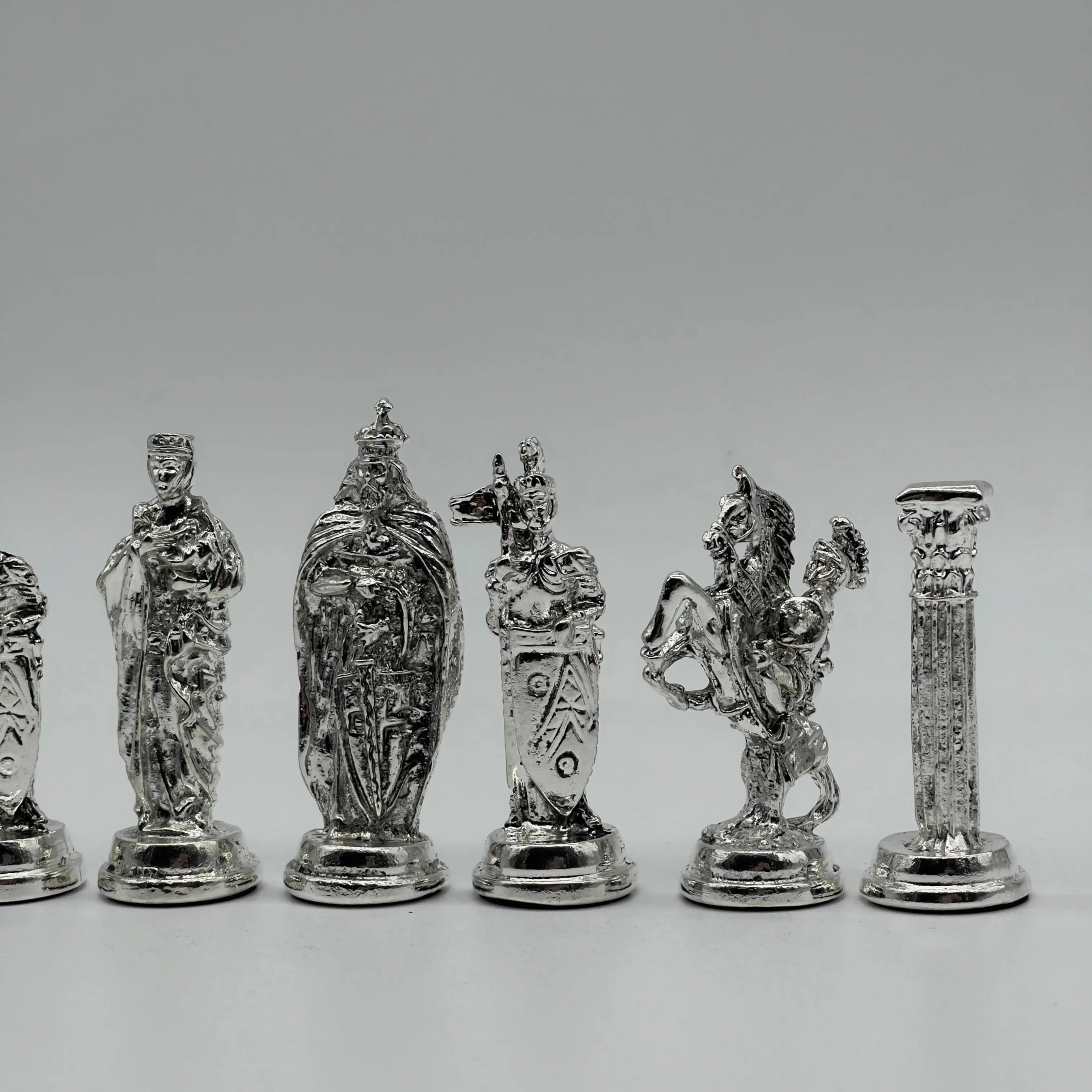 Handmade Metal British Chess Pieces, Gold-Silver Metal Chess Pieces