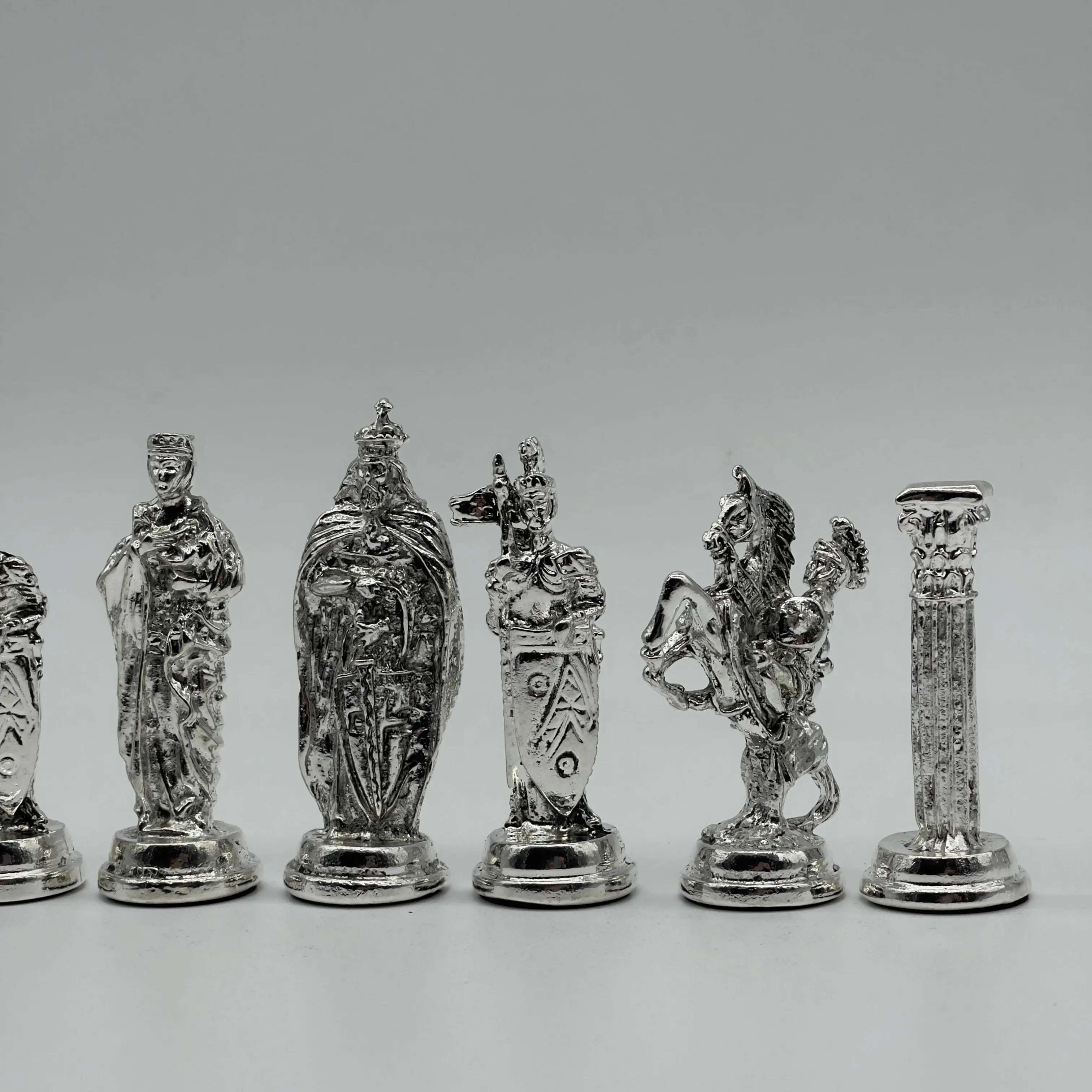 Handmade Metal British Chess Pieces, Gold-Silver Metal Chess Pieces