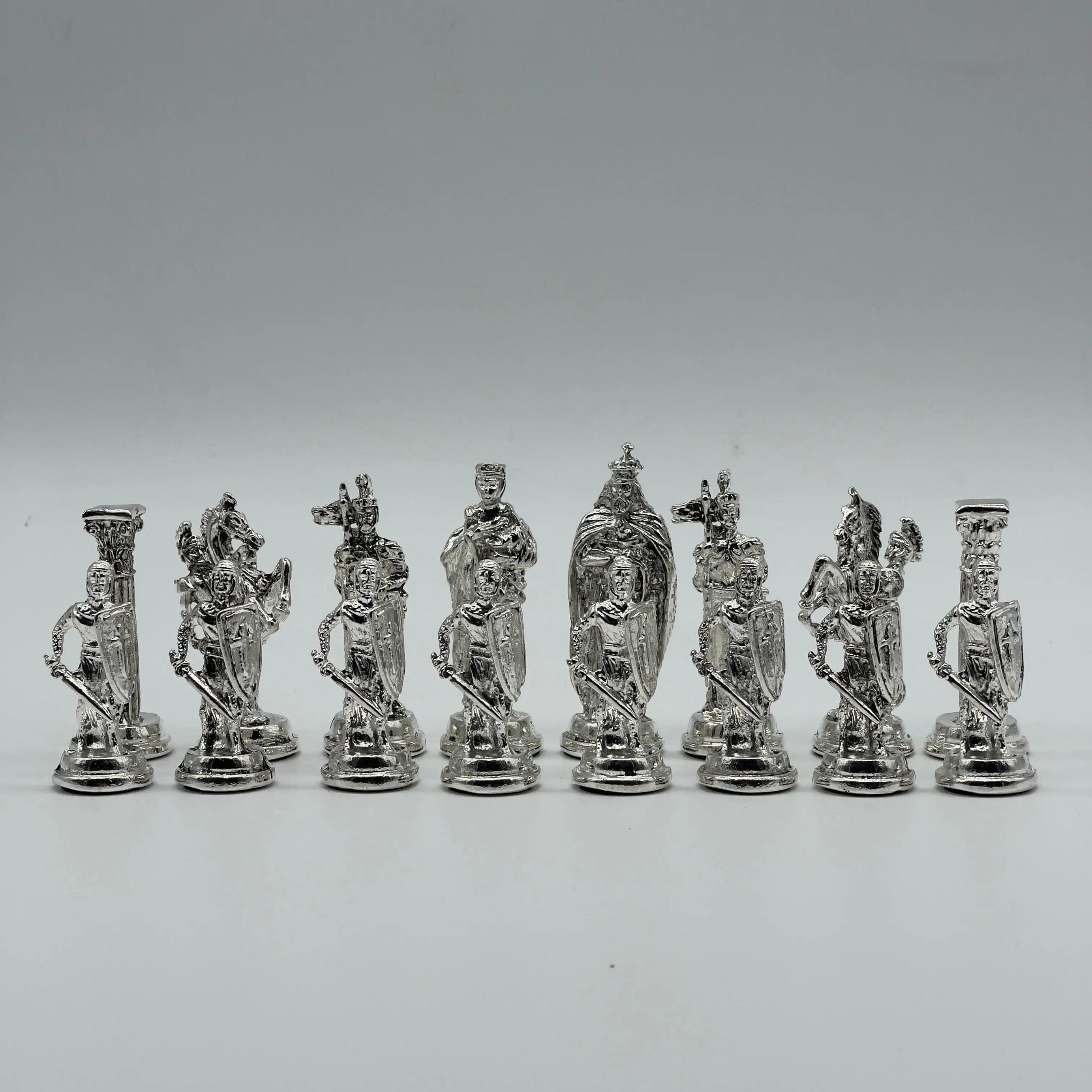 Handmade Metal British Chess Pieces, Gold-Silver Metal Chess Pieces