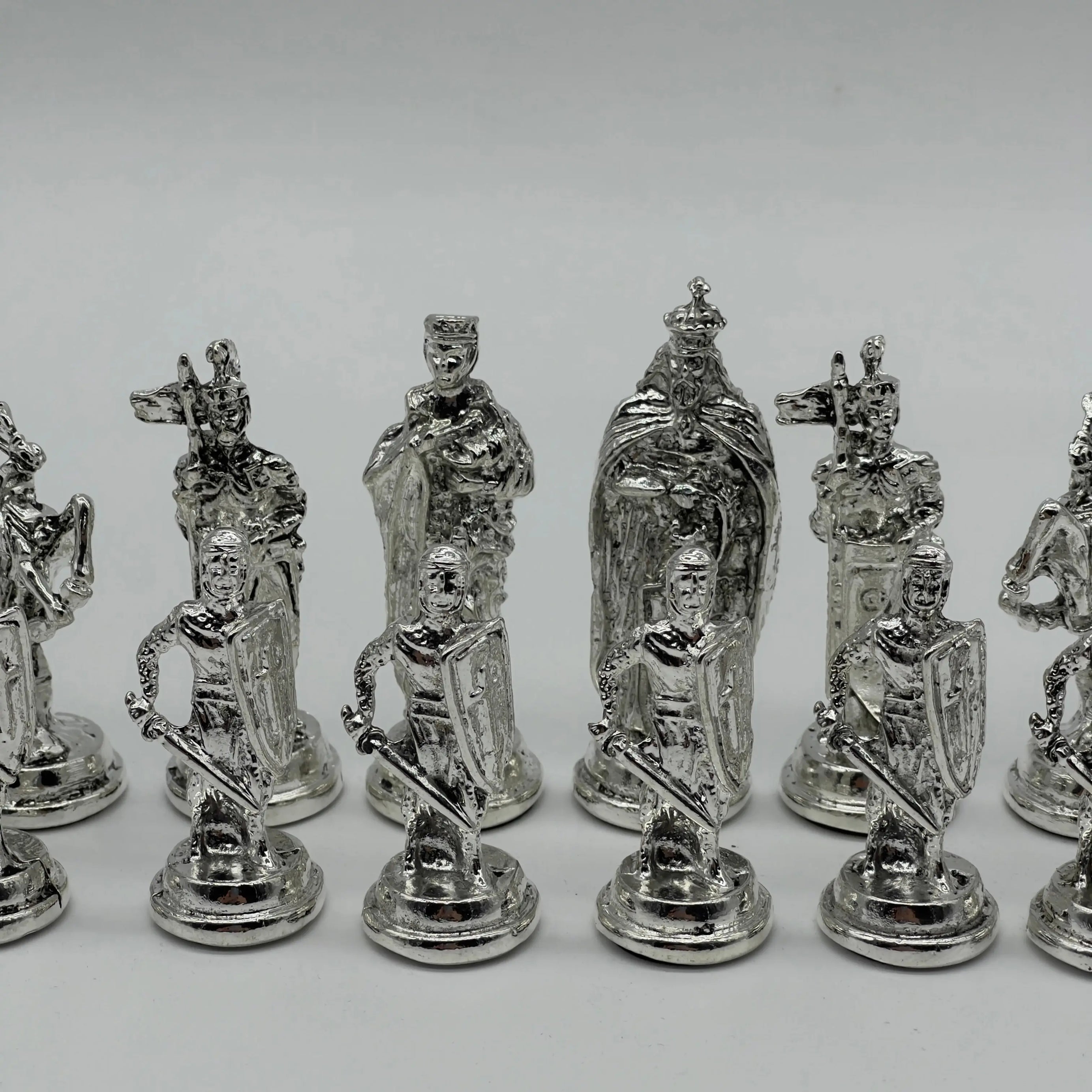 Handmade Metal British Chess Pieces, Gold-Silver Metal Chess Pieces