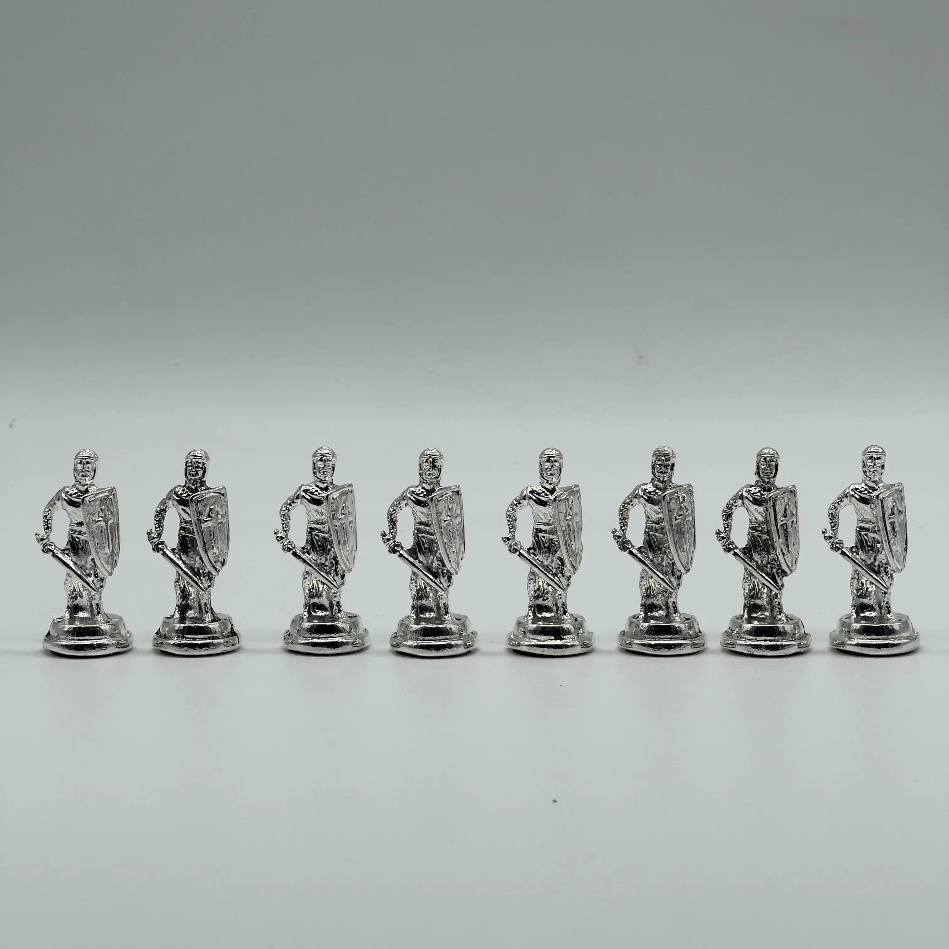 Handmade Metal British Chess Pieces, Gold-Silver Metal Chess Pieces
