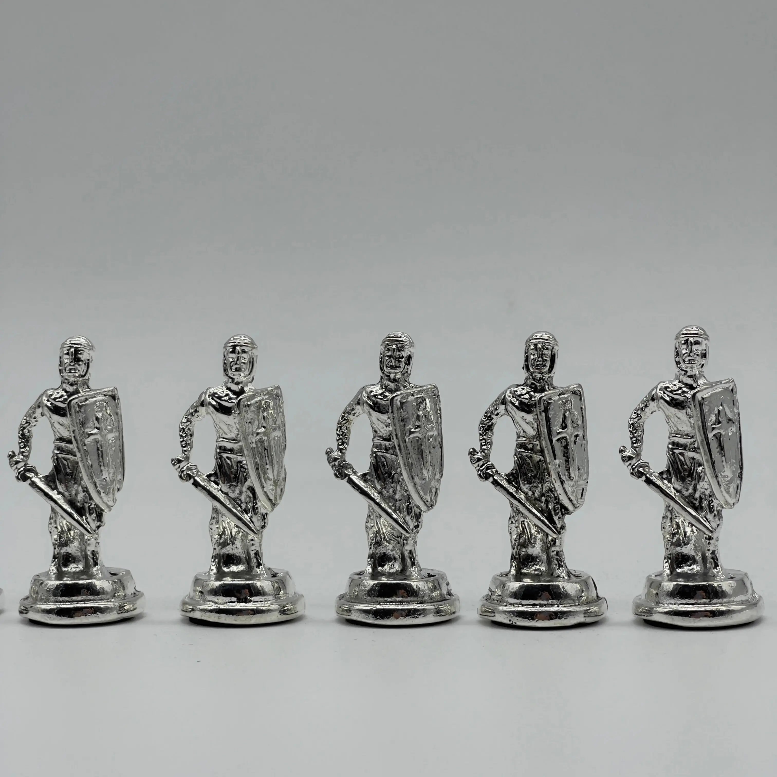 Handmade Metal British Chess Pieces, Gold-Silver Metal Chess Pieces