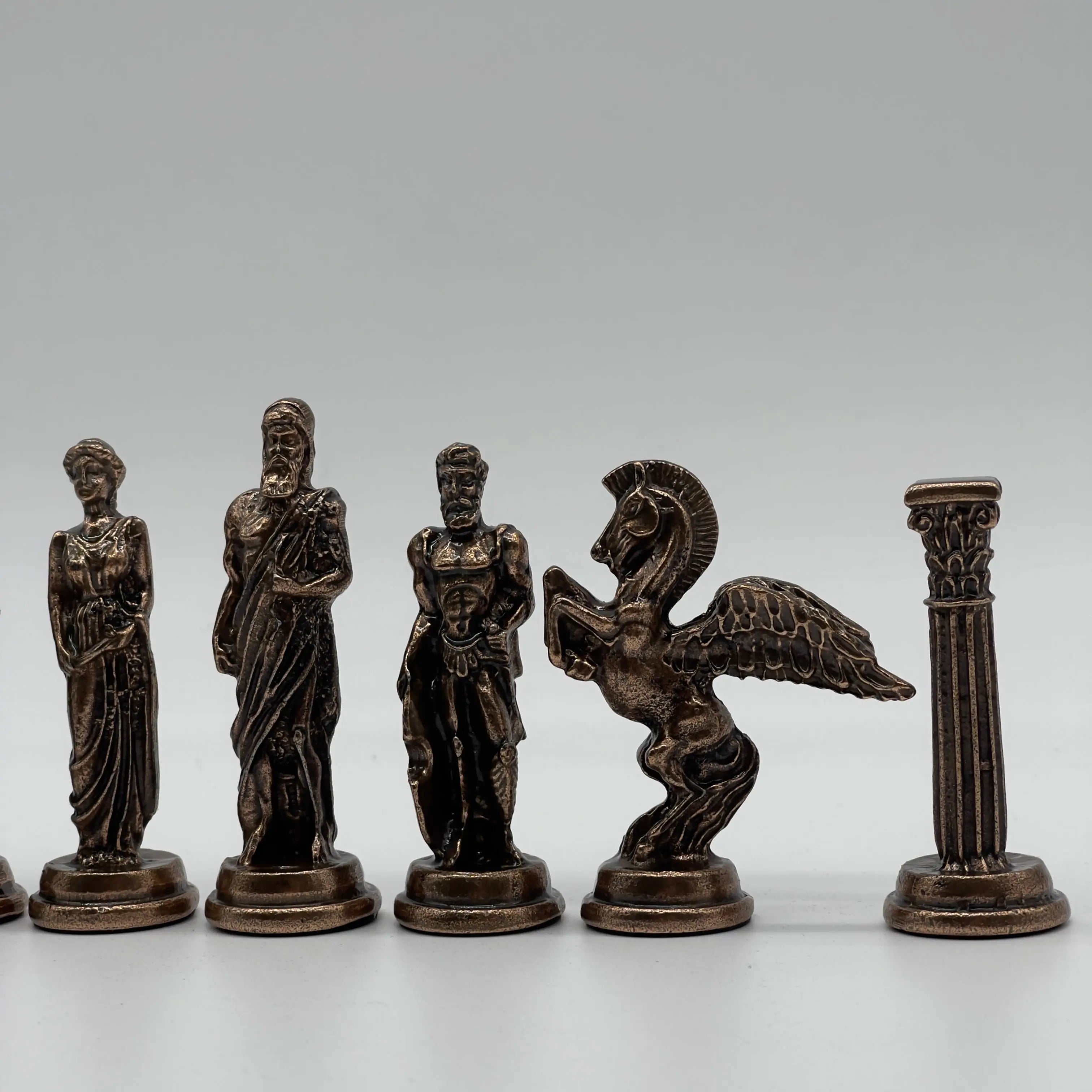 Handmade Metal Pegasus Chess Pieces, Silver-Copper Metal Chess Pieces Set