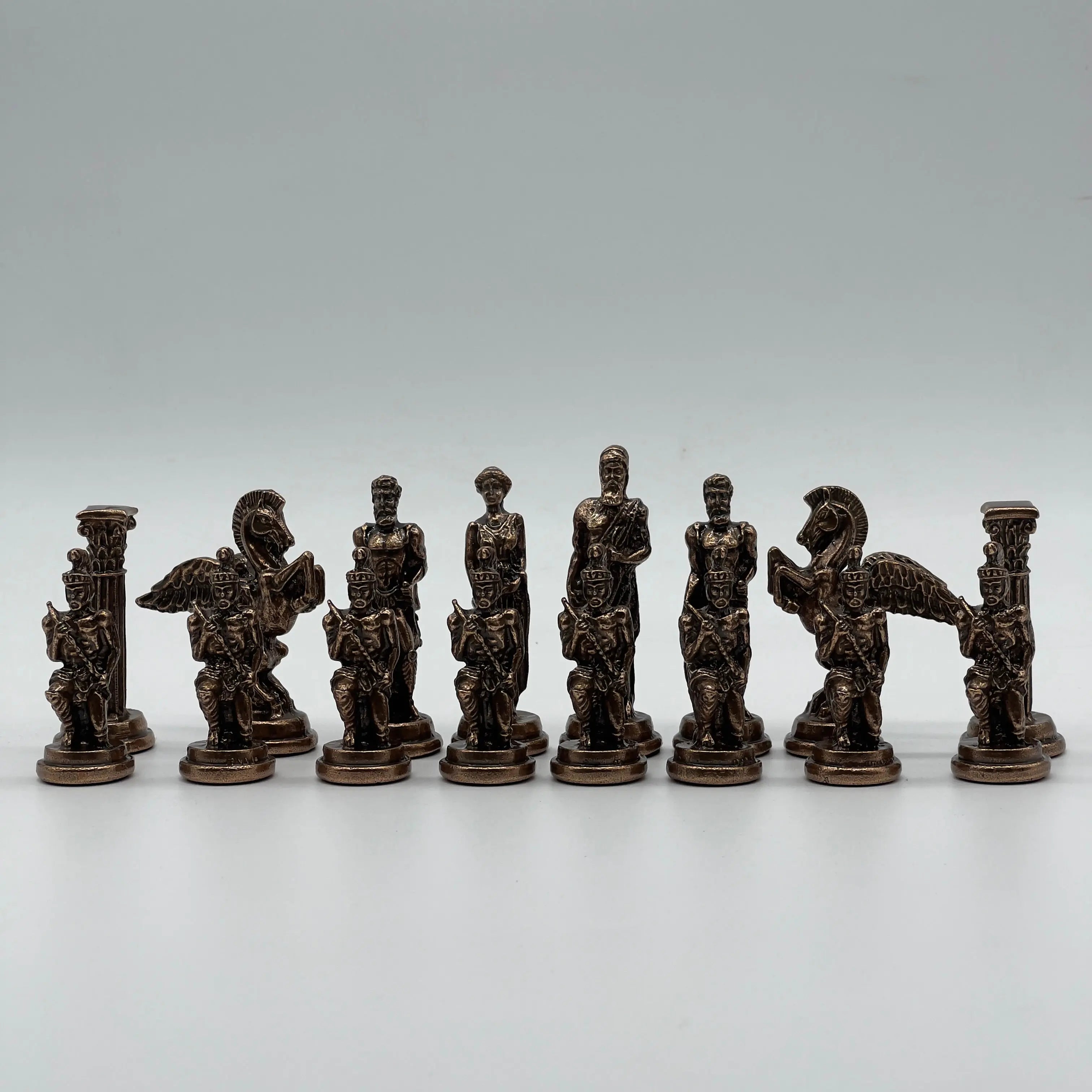 Handmade Metal Pegasus Chess Pieces, Silver-Copper Metal Chess Pieces Set