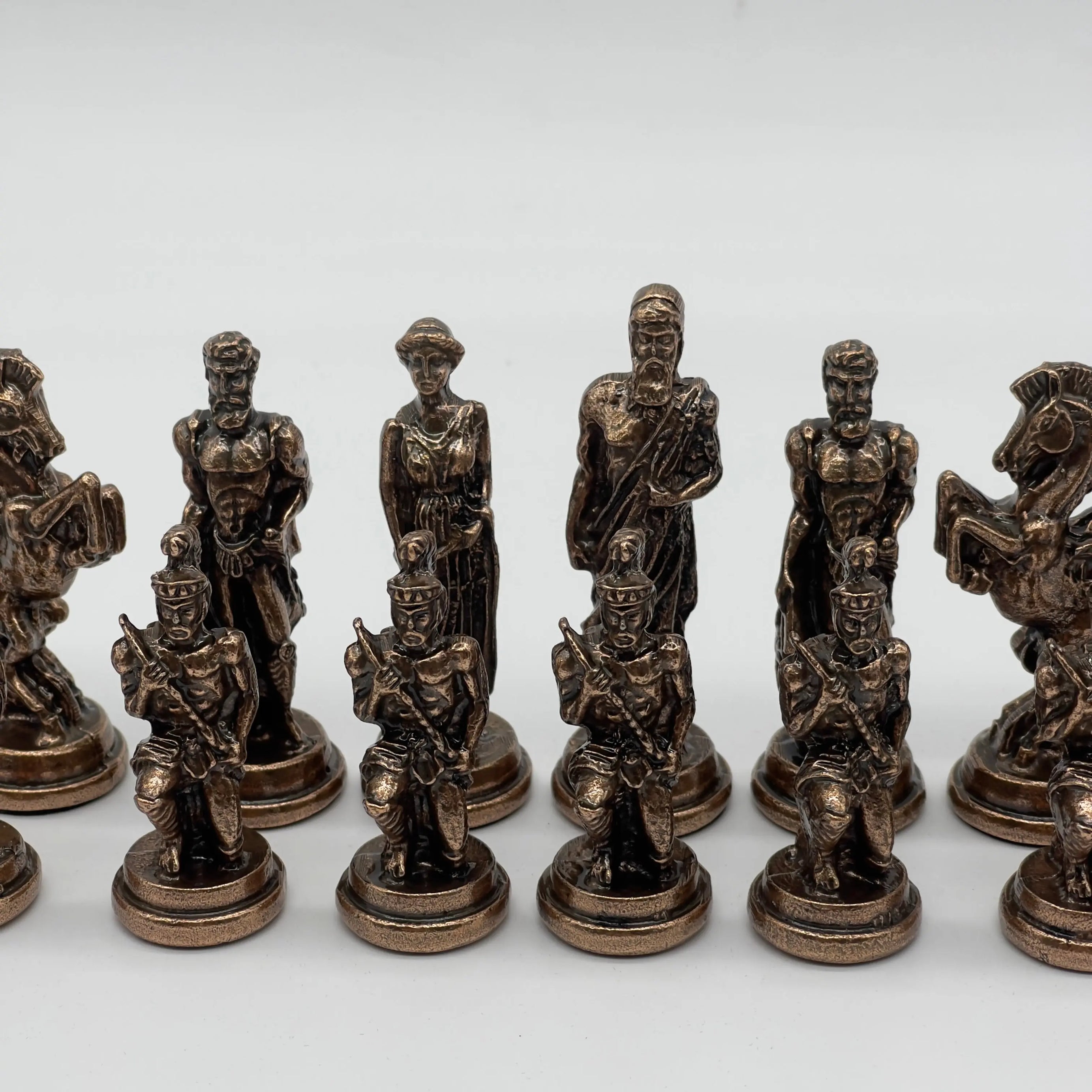 Handmade Metal Pegasus Chess Pieces, Silver-Copper Metal Chess Pieces Set