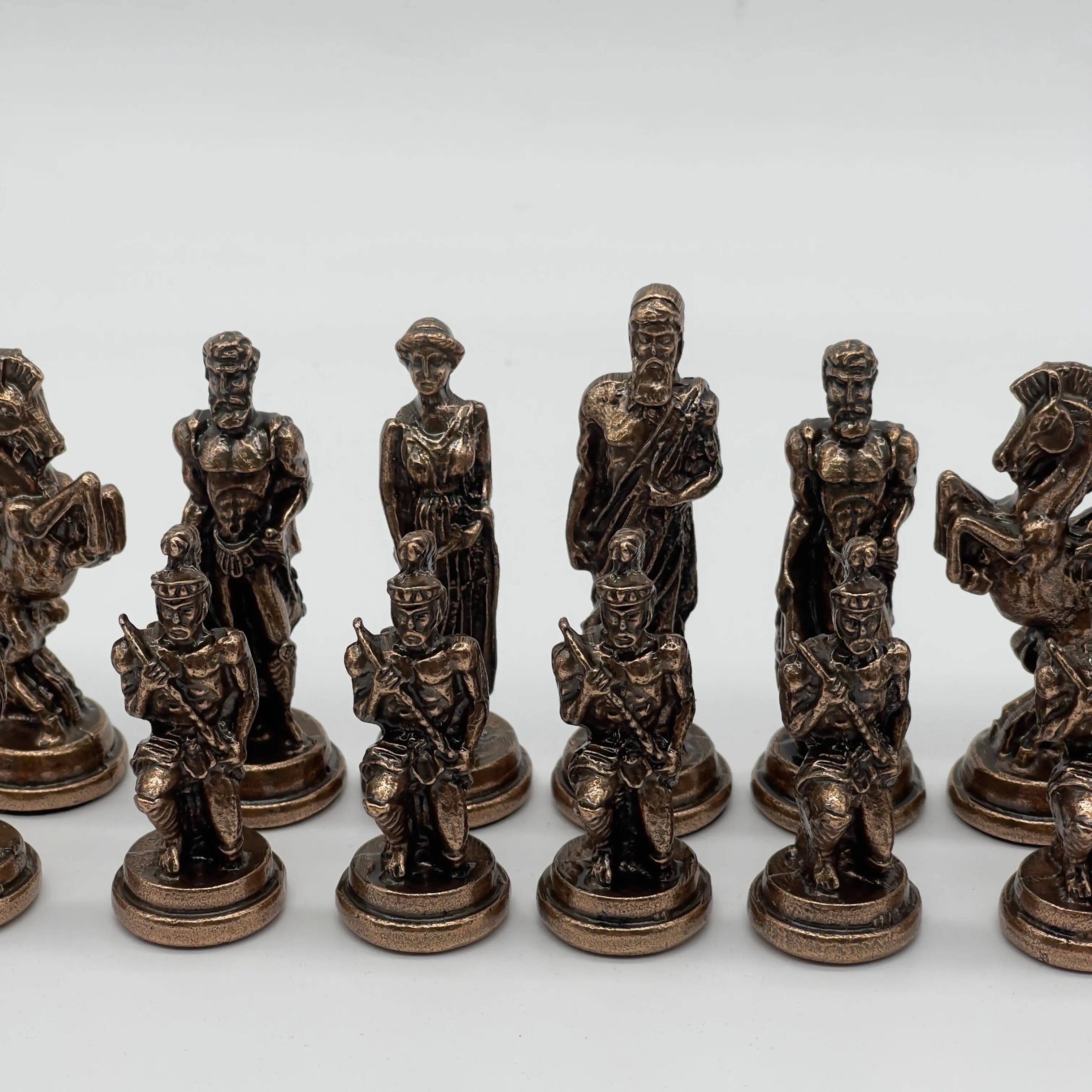 Handmade Metal Pegasus Chess Pieces, Silver-Copper Metal Chess Pieces Set