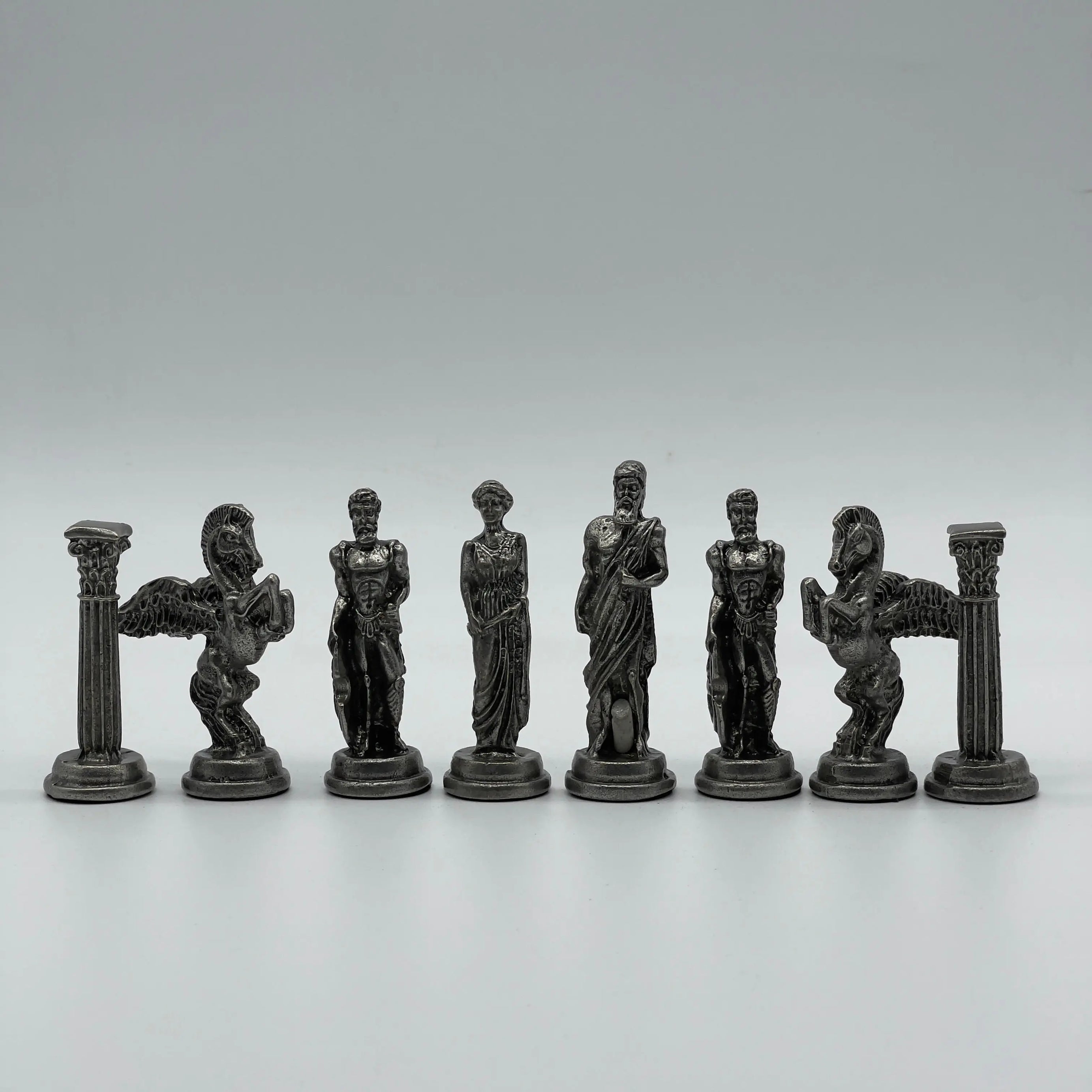 Handmade Metal Pegasus Chess Pieces, Silver-Copper Metal Chess Pieces Set