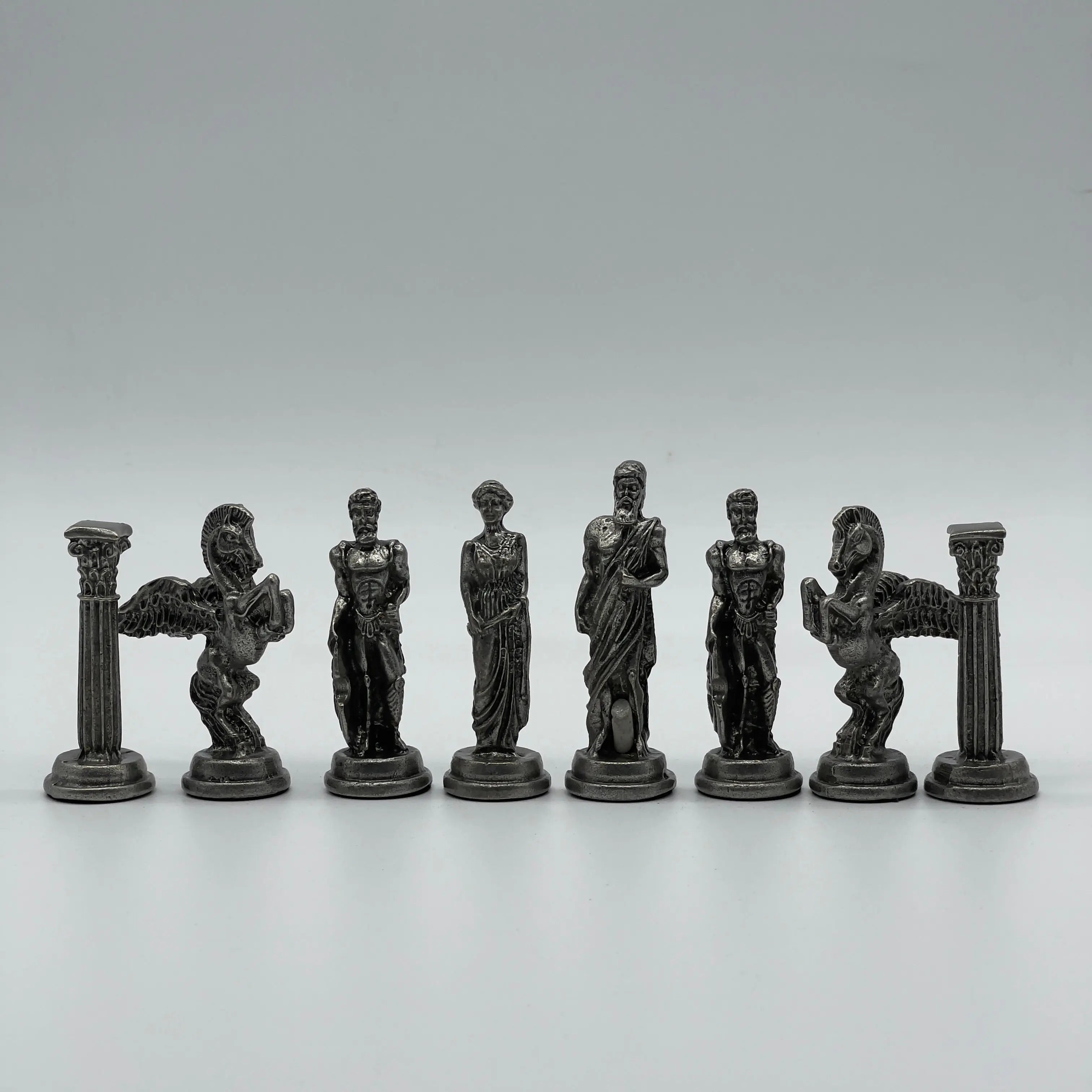 Handmade Metal Pegasus Chess Pieces, Silver-Copper Metal Chess Pieces Set