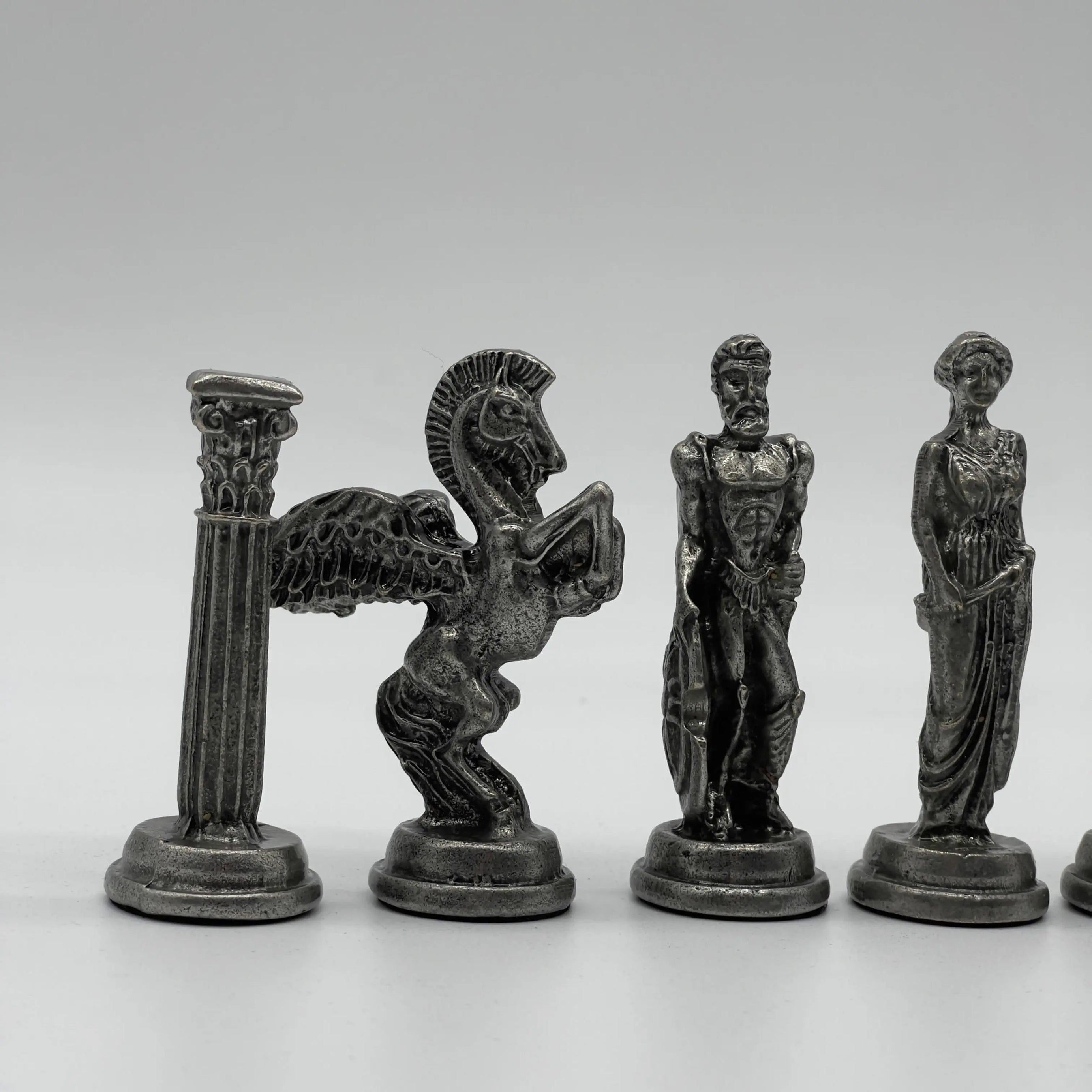 Handmade Metal Pegasus Chess Pieces, Silver-Copper Metal Chess Pieces Set
