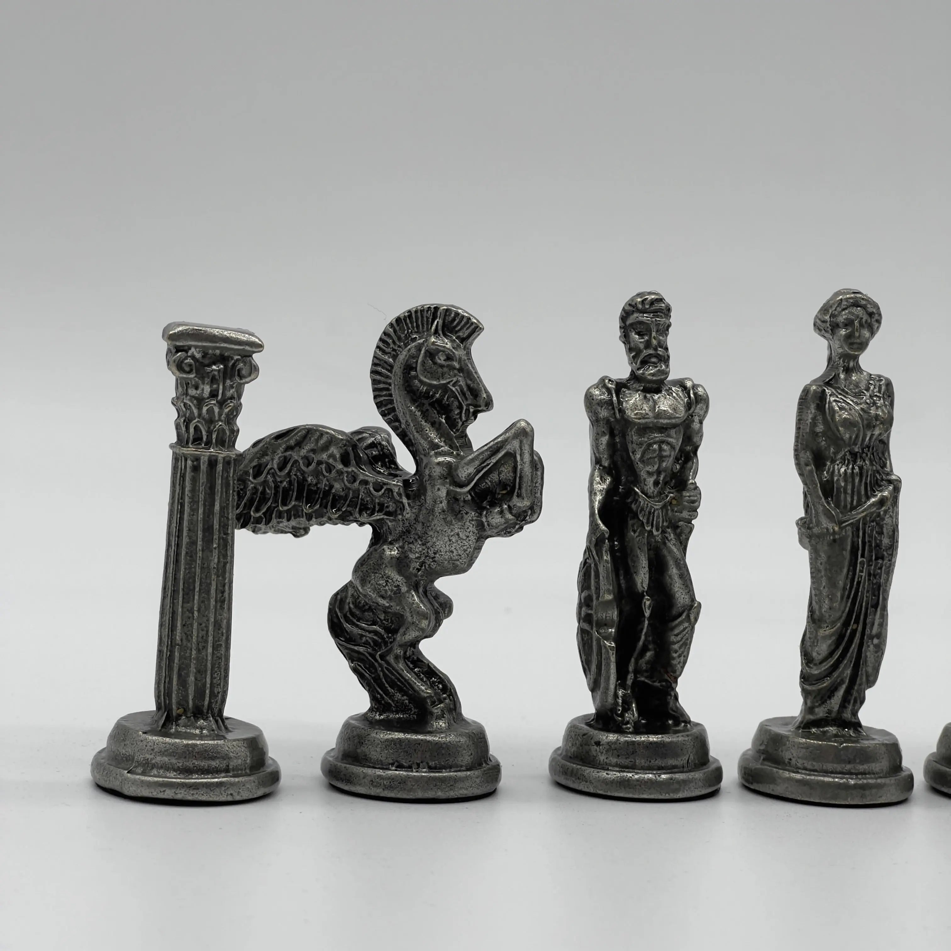 Handmade Metal Pegasus Chess Pieces, Silver-Copper Metal Chess Pieces Set