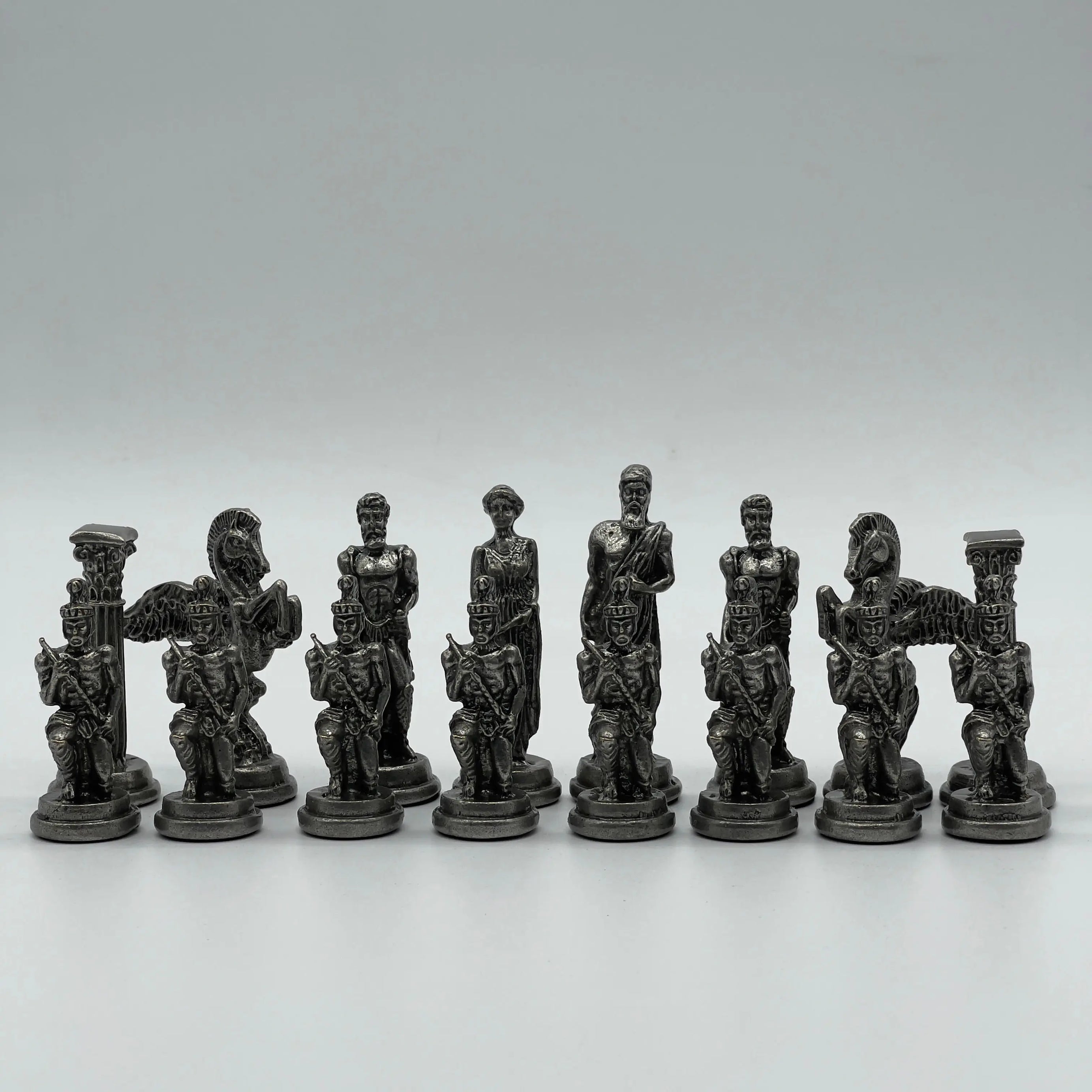 Handmade Metal Pegasus Chess Pieces, Silver-Copper Metal Chess Pieces Set