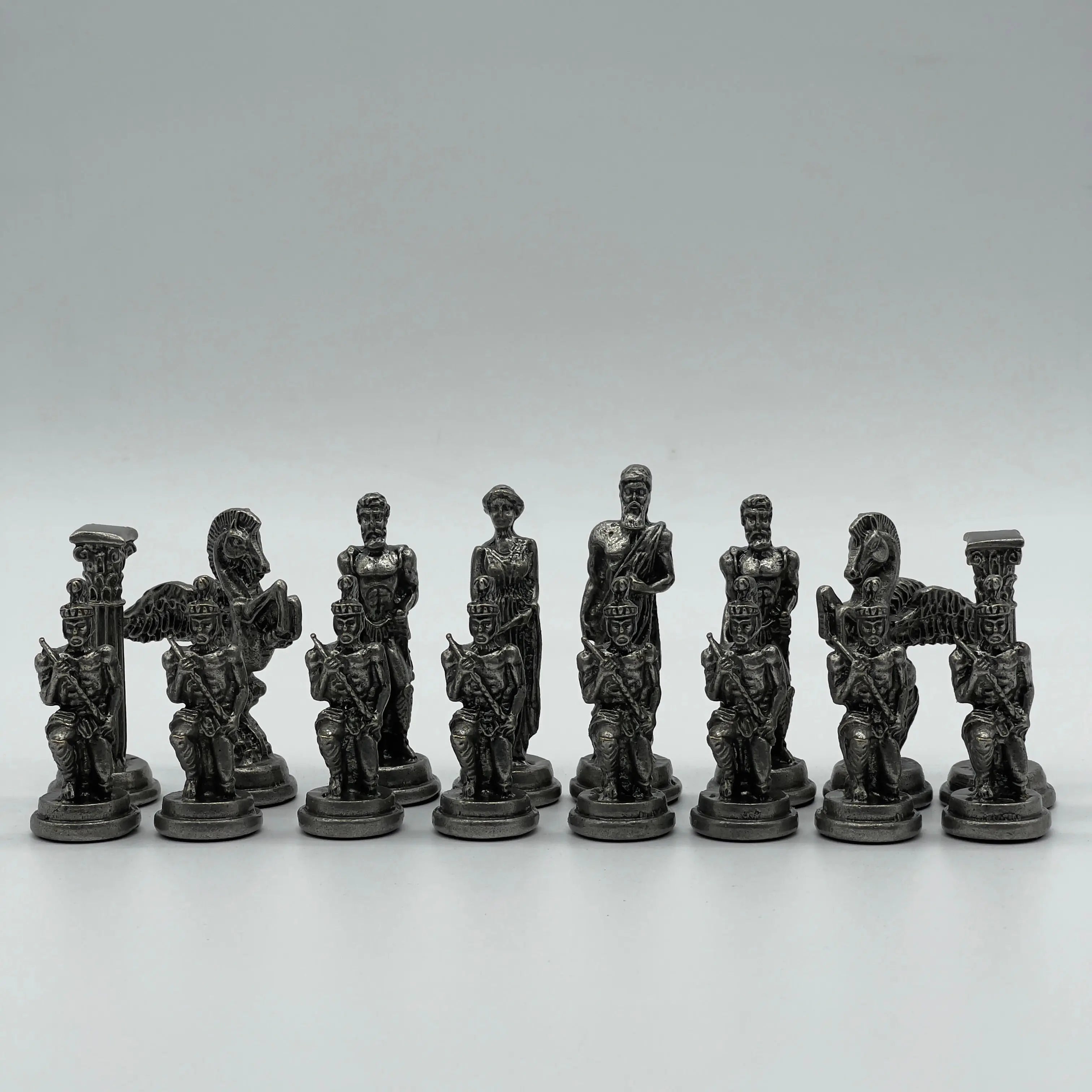 Handmade Metal Pegasus Chess Pieces, Silver-Copper Metal Chess Pieces Set
