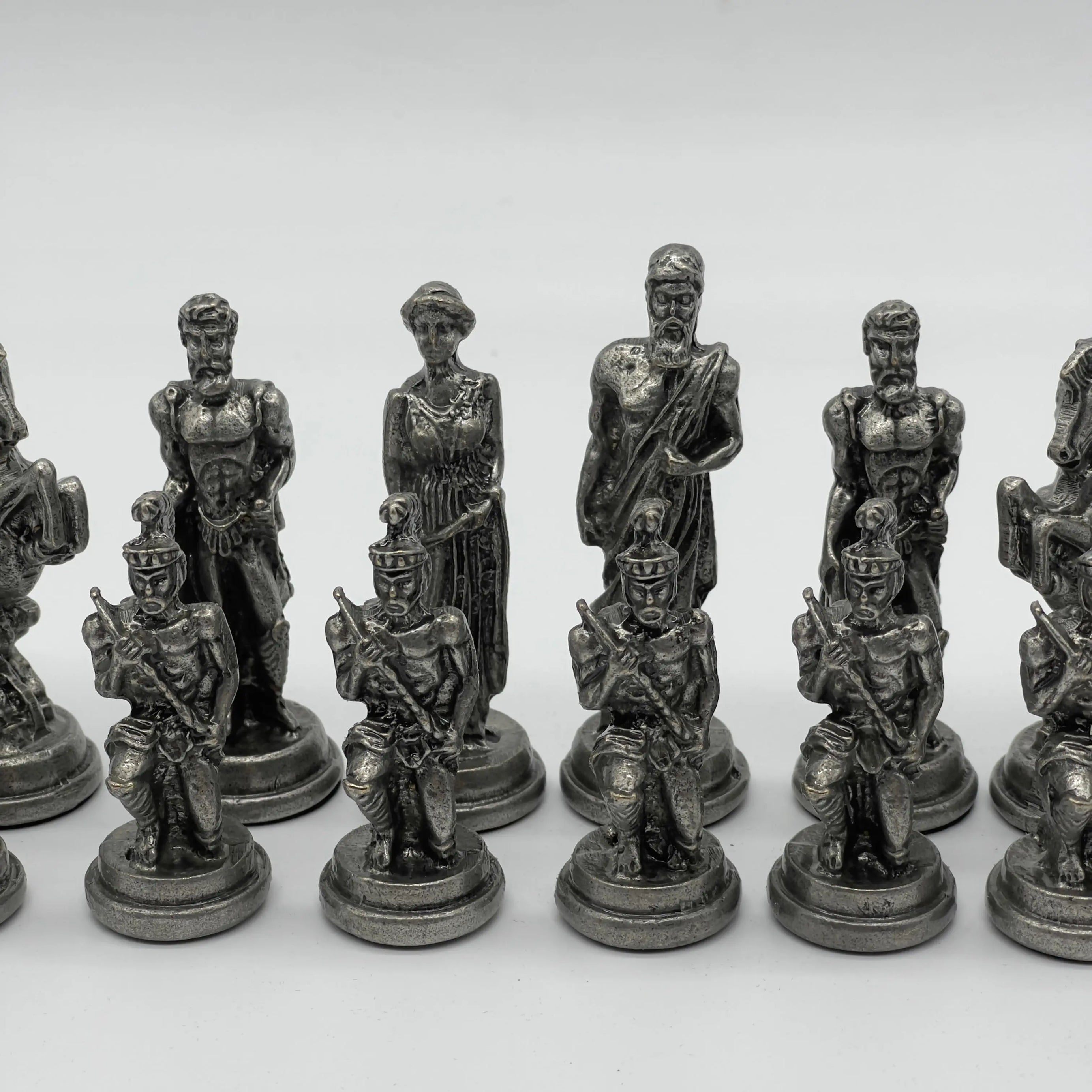 Handmade Metal Pegasus Chess Pieces, Silver-Copper Metal Chess Pieces Set